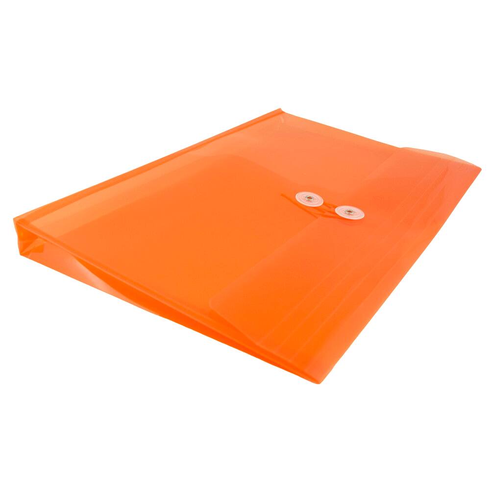 JAM Paper Letter Booklet Plastic Envelopes with Button & String Tie Closure, 12ct.
