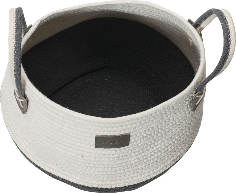 Household Essentials 15" Black & Ivory Bono Rope Basket