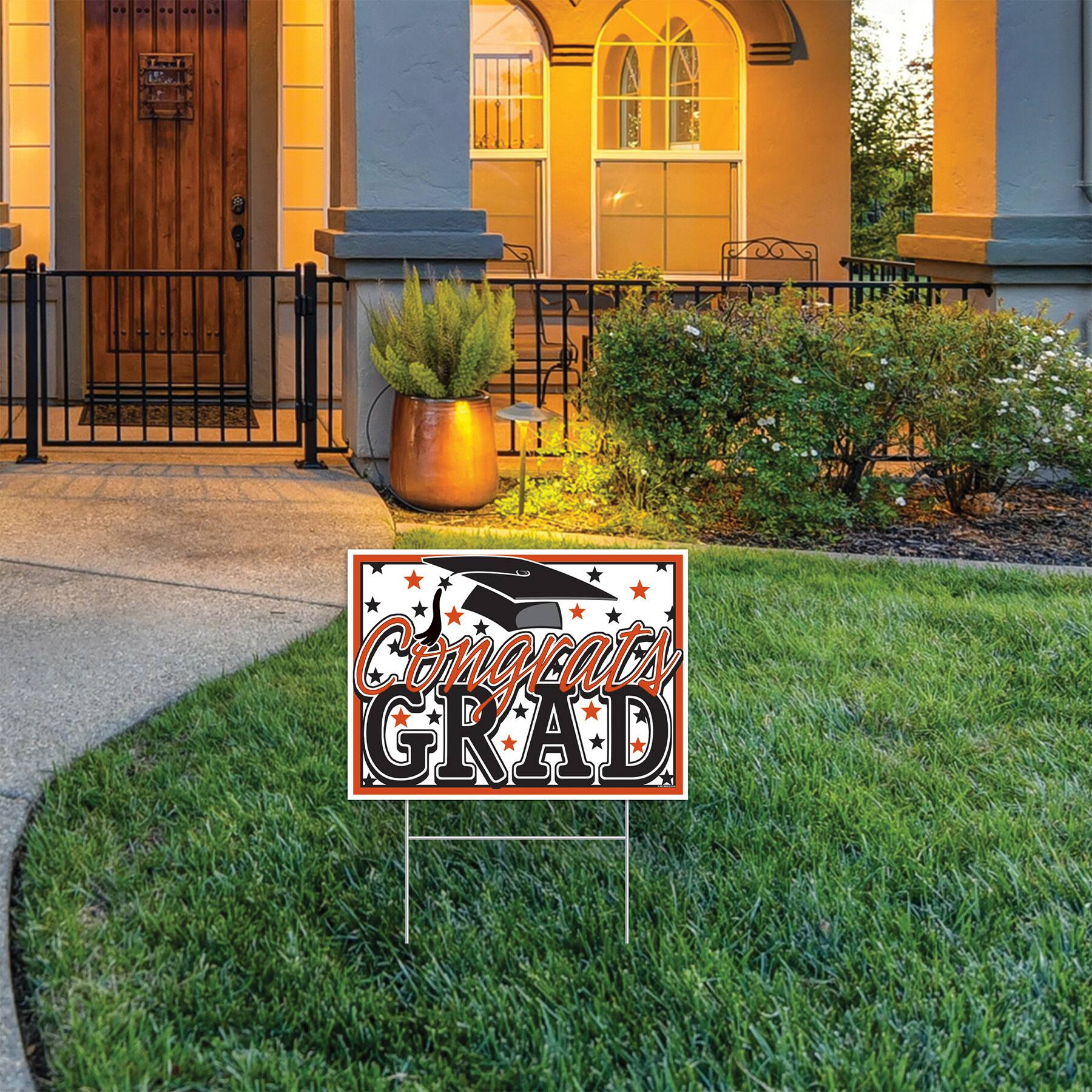Beistle 11.5" x 15.5" Plastic Congrats Grad Yard Sign