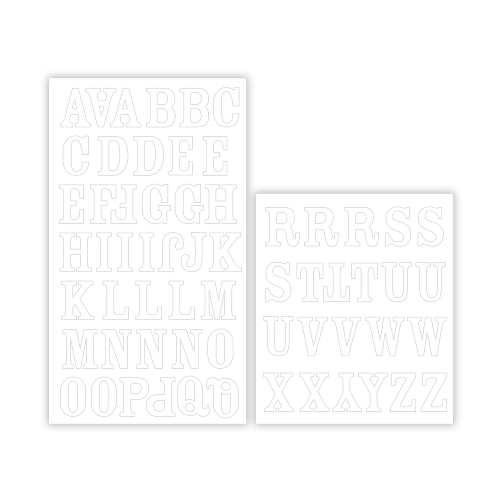 12 Packs: 62 ct. (744 total) Iron-On White Serif Alphabet by Make Market®