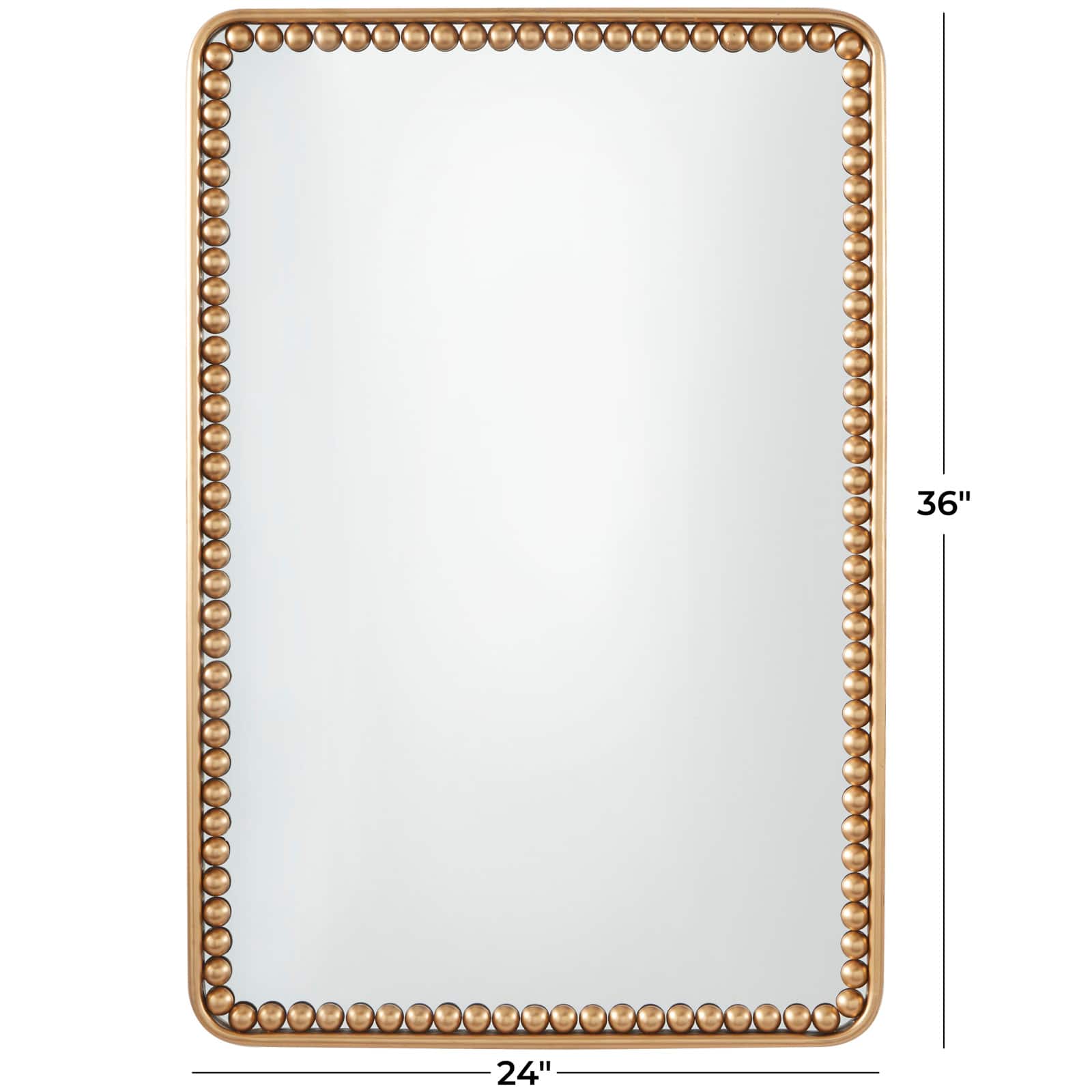 Gold Metal Wall Mirror with Beaded Detailing 24" x 2" x 36"
