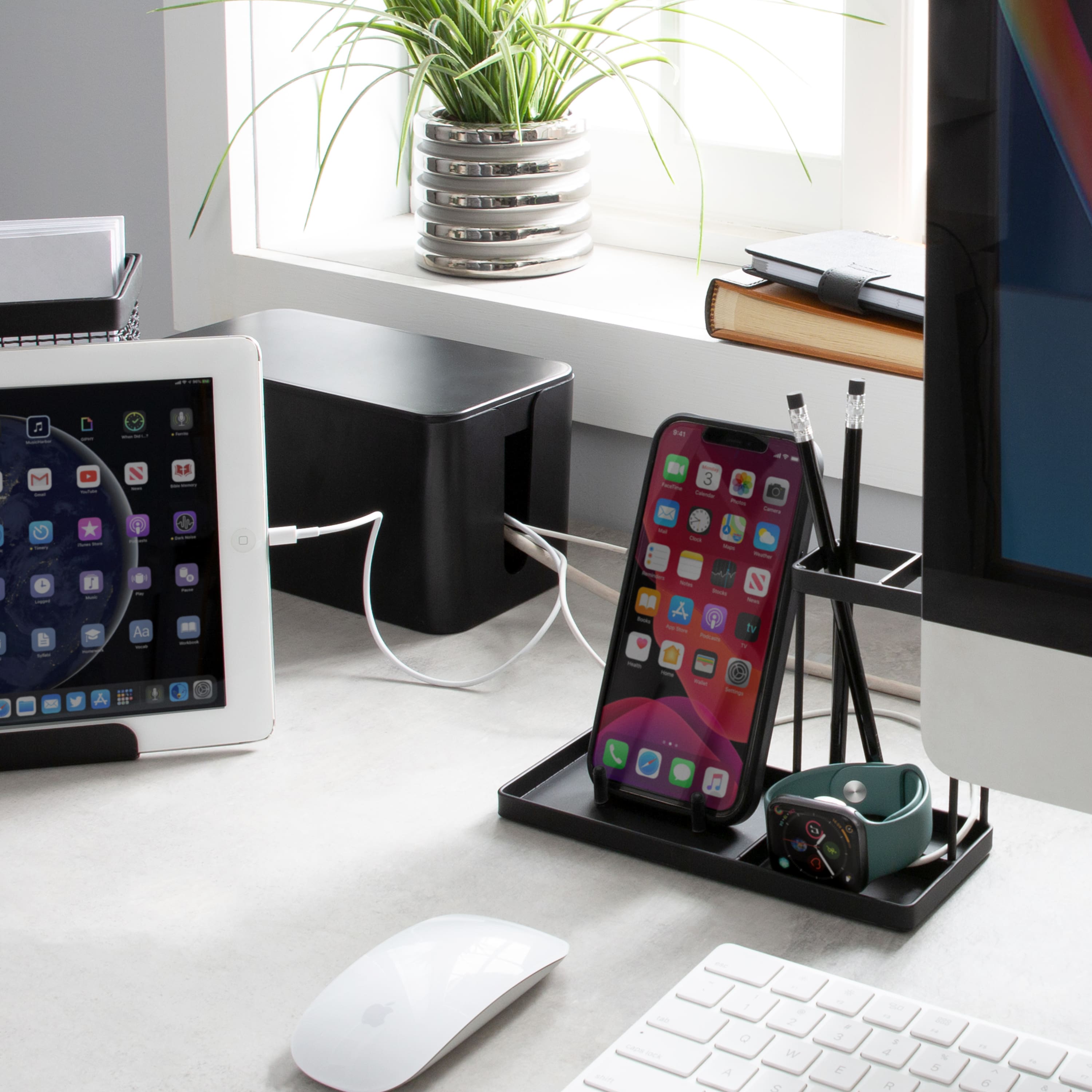 Simplify Black Cable Organizer Boxes, 2ct.
