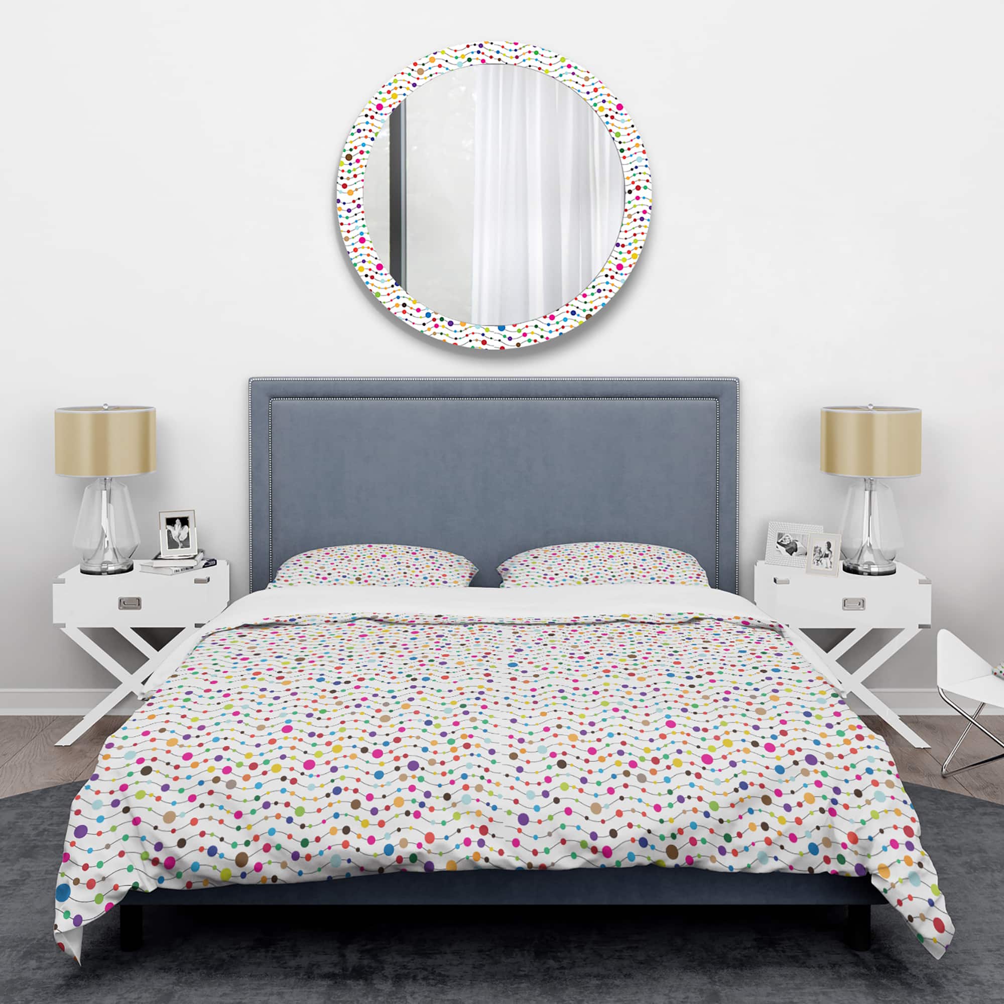 Designart 'Color Waves of Polka Dots' Mid-Century Duvet Cover Set