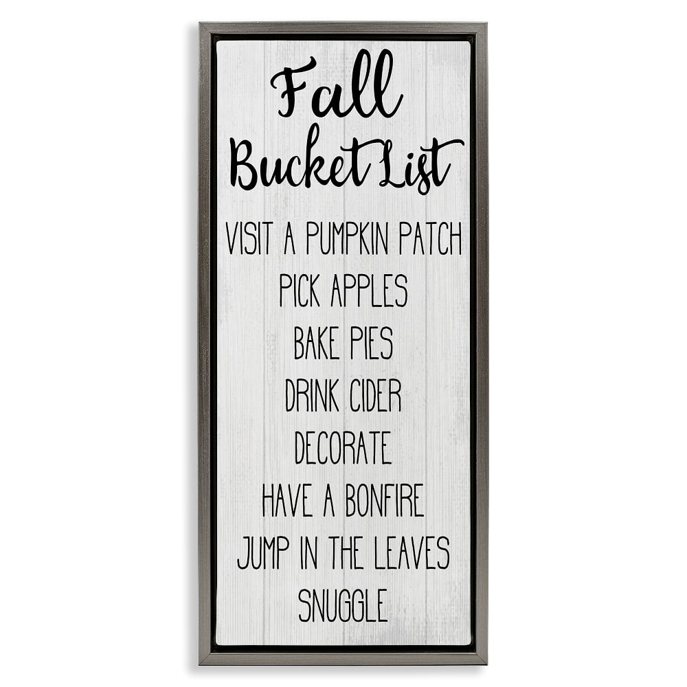 Stupell Industries Fall Bucket List Casual Sign Floater Framed Art