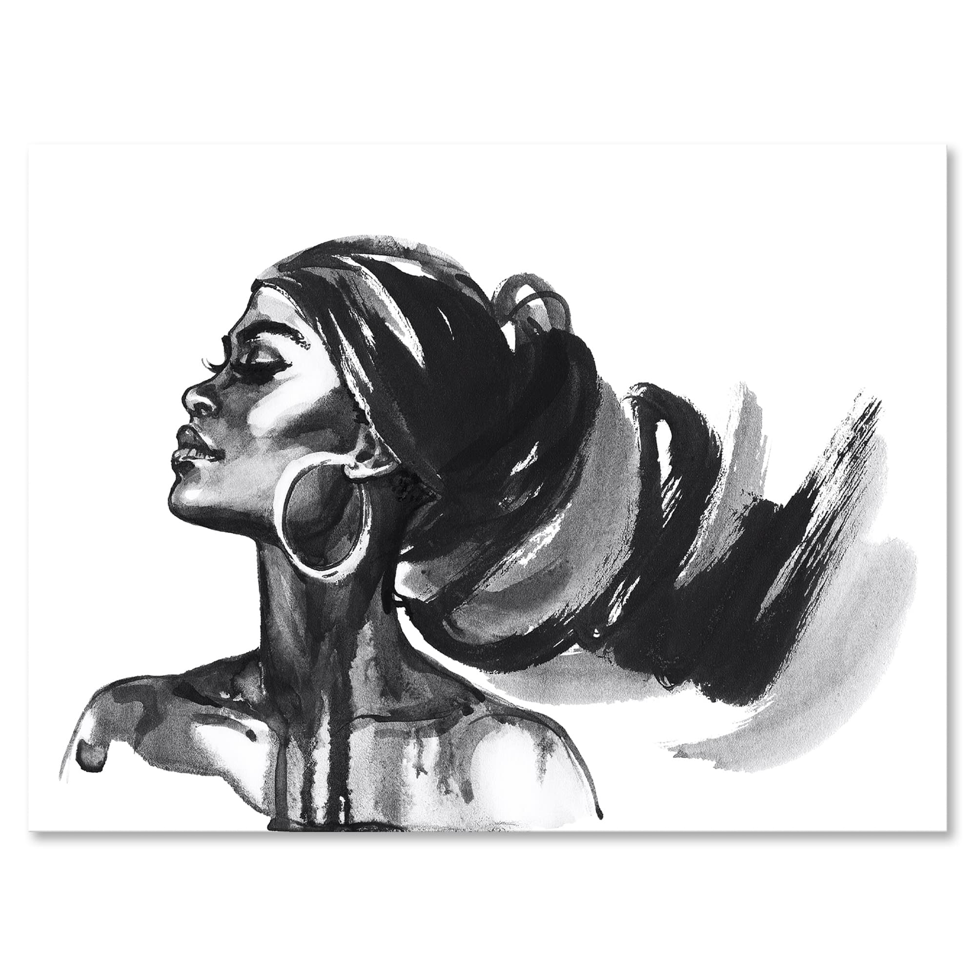 Designart - Monochrome Portrait of African American Woman IV