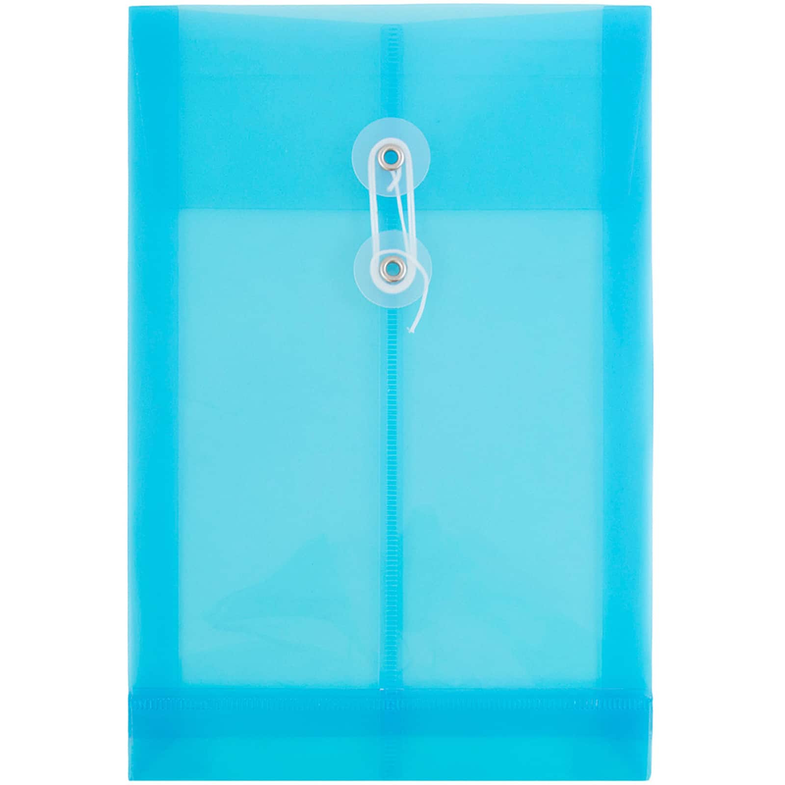 JAM Paper 6.25" x 9.25" Blue Plastic Button String Open End Envelopes, 12ct.