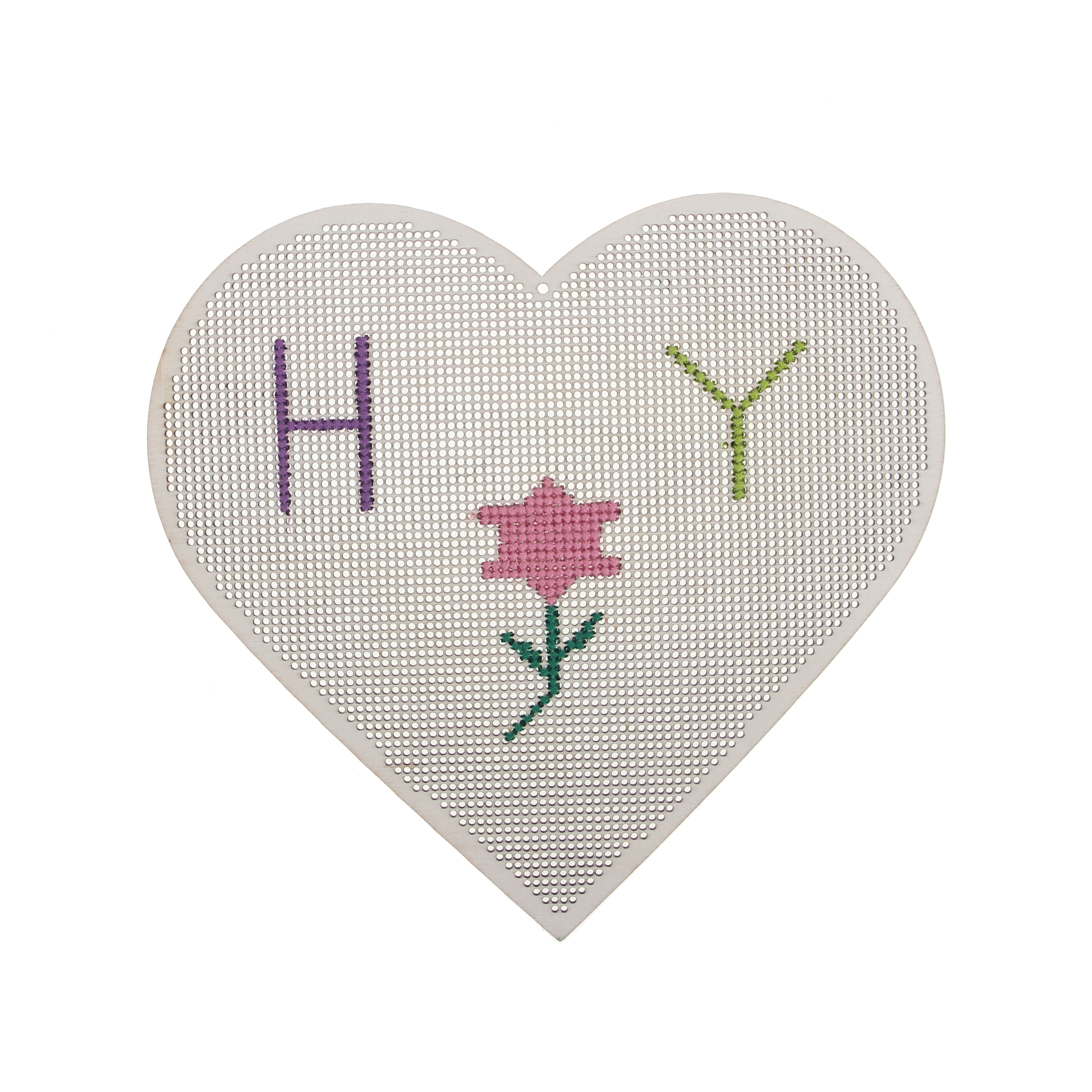 8" Heart Cross Stitch Wood Canvas, 2ct. by Loops & Threads®