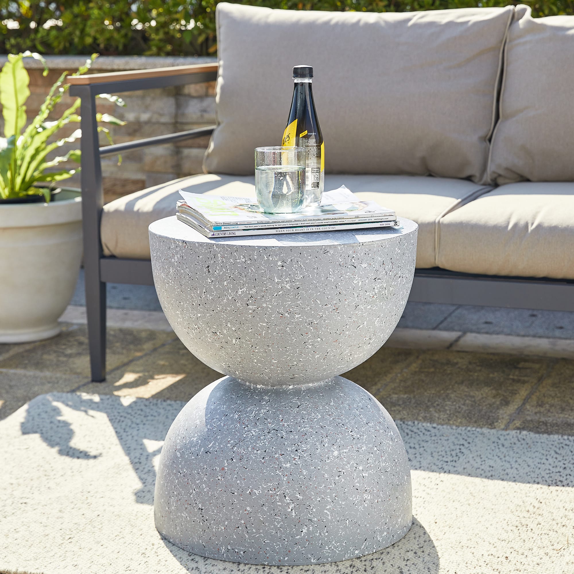 Glitzhome® 18" Multi-Functional Terrazzo Garden Stool