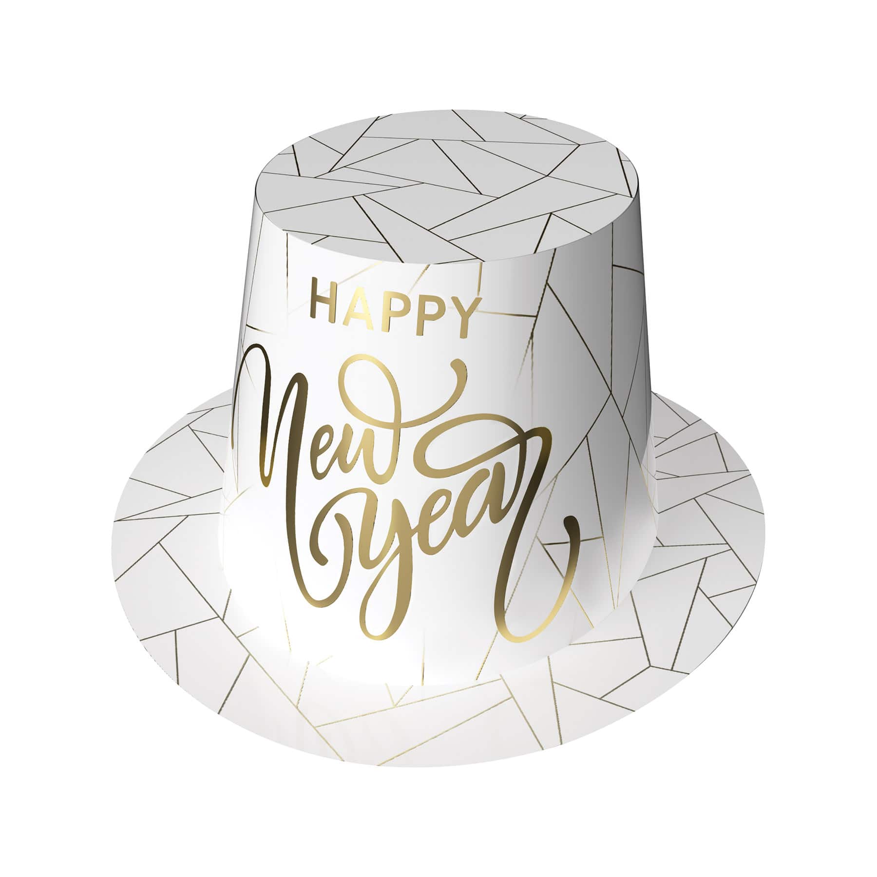Beistle White & Gold New Year Hi Hats, 25ct.