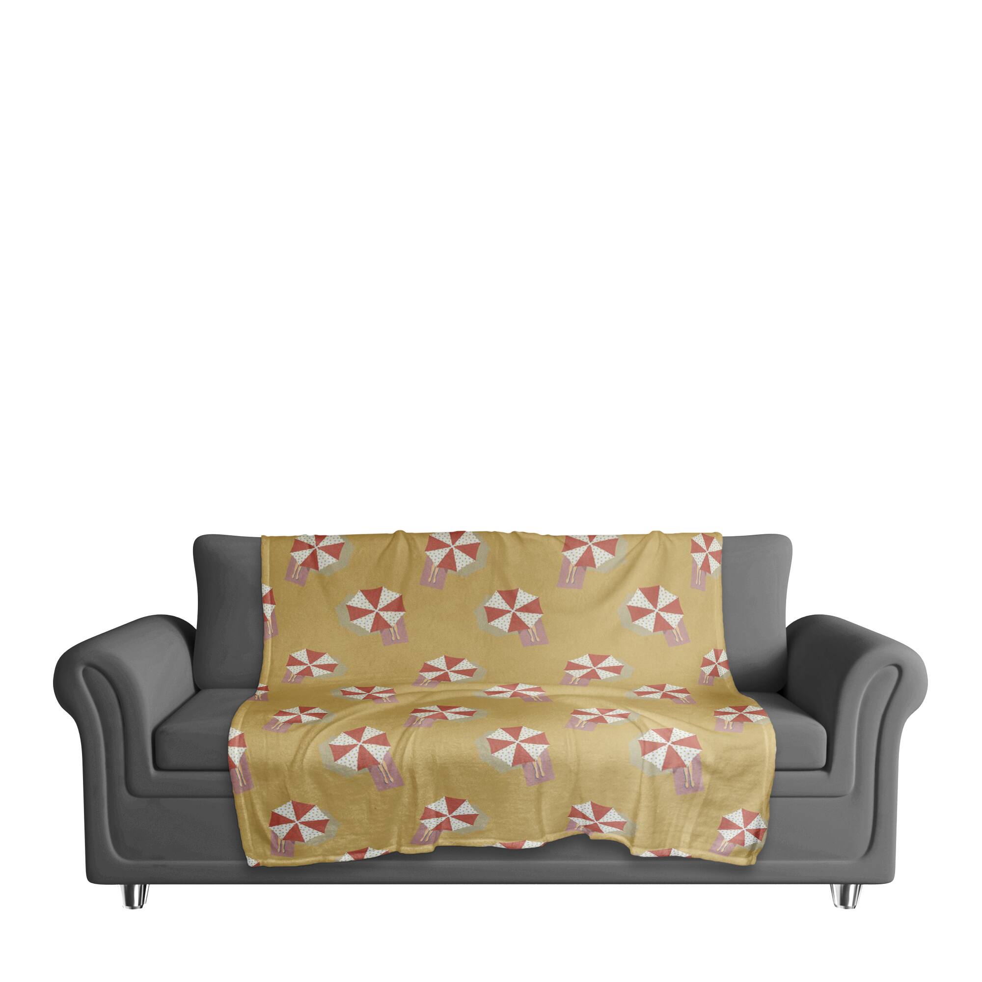 Umbrella Pattern Coral Fleece Blanket