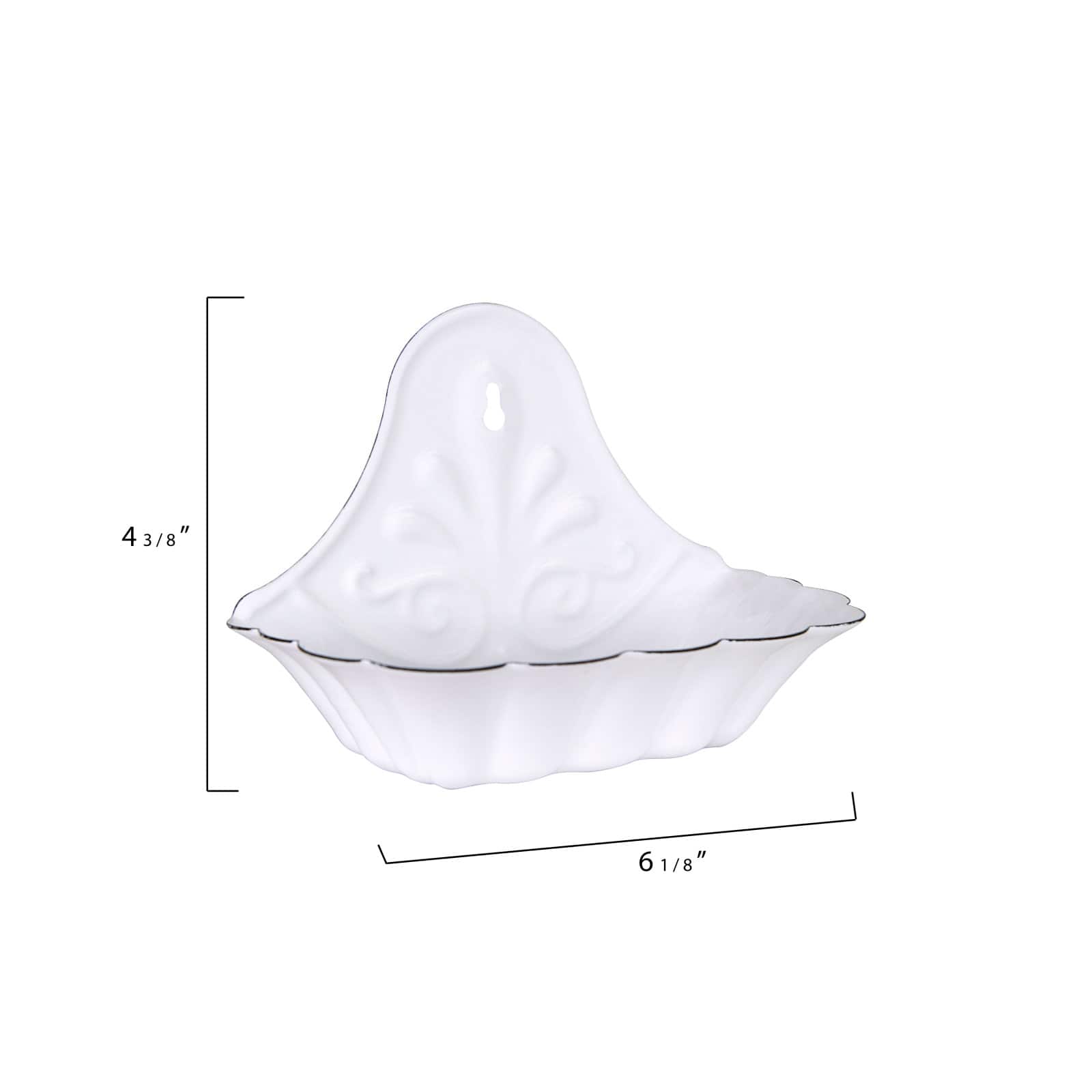 6" White Enameled Metal Soap Dish