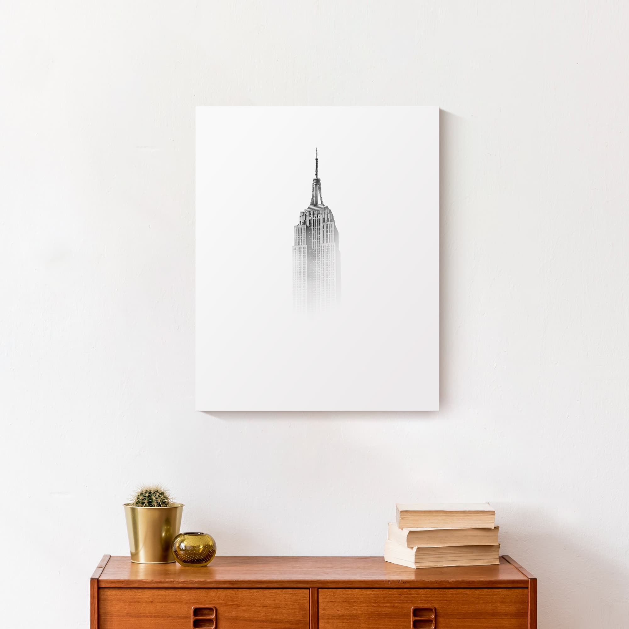 Empire State Building In Fog 16" x 20" Canvas Wall Art