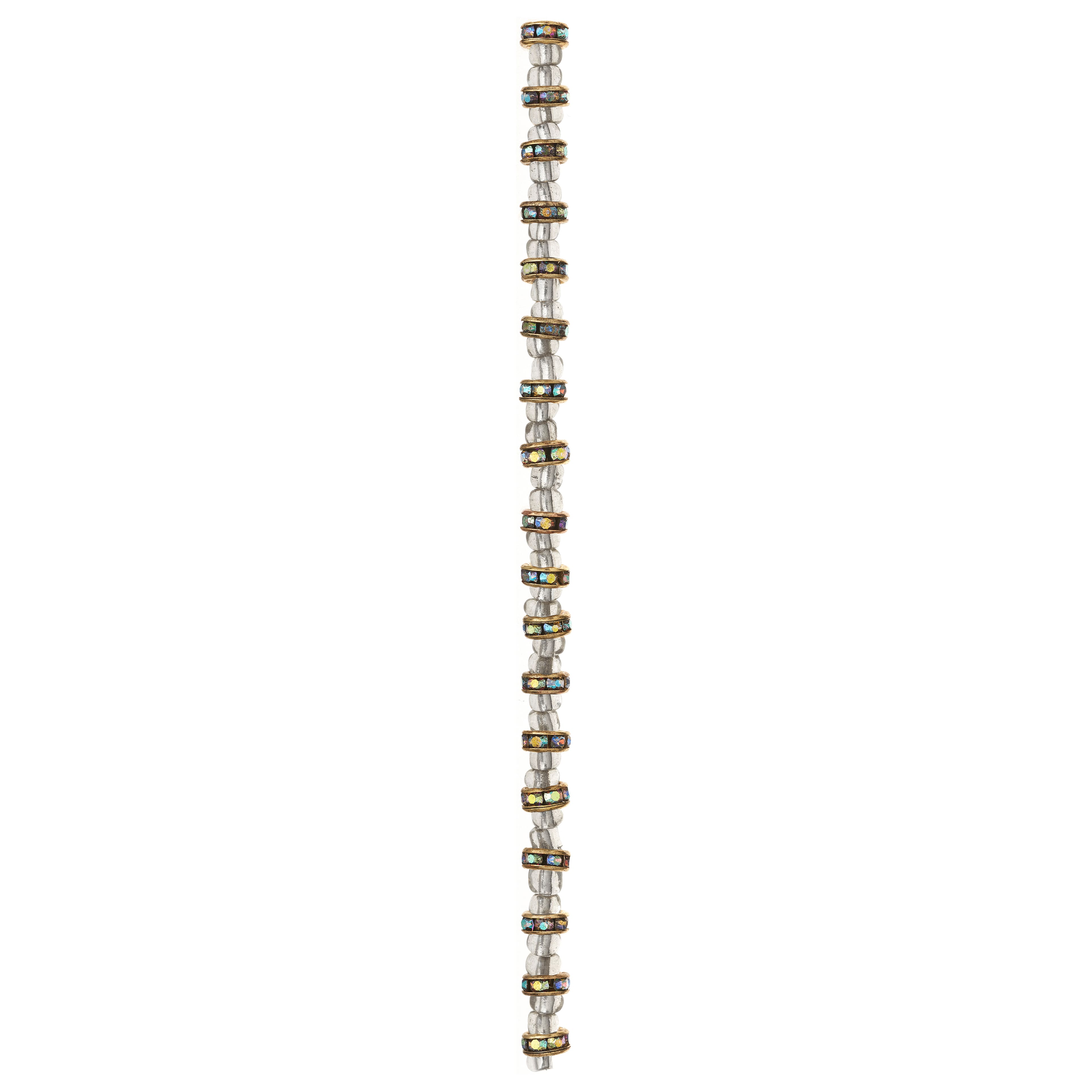 Metal Rhinestone Aurora Borealis Rondelle Beads, 6mm by Bead Landing™