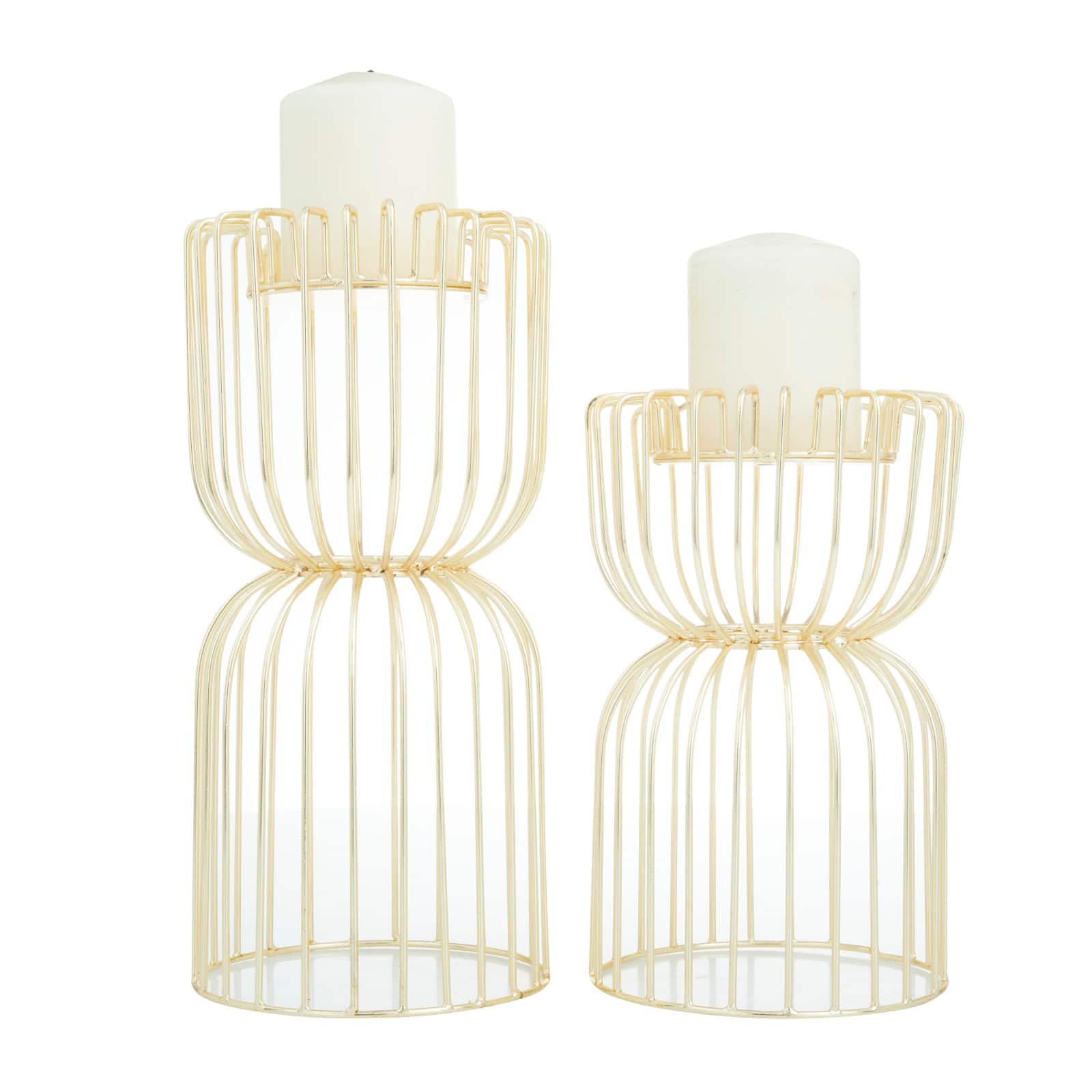 CosmoLiving by Cosmopolitan Gold Iron Glam Candle Holder, 13" x 10"