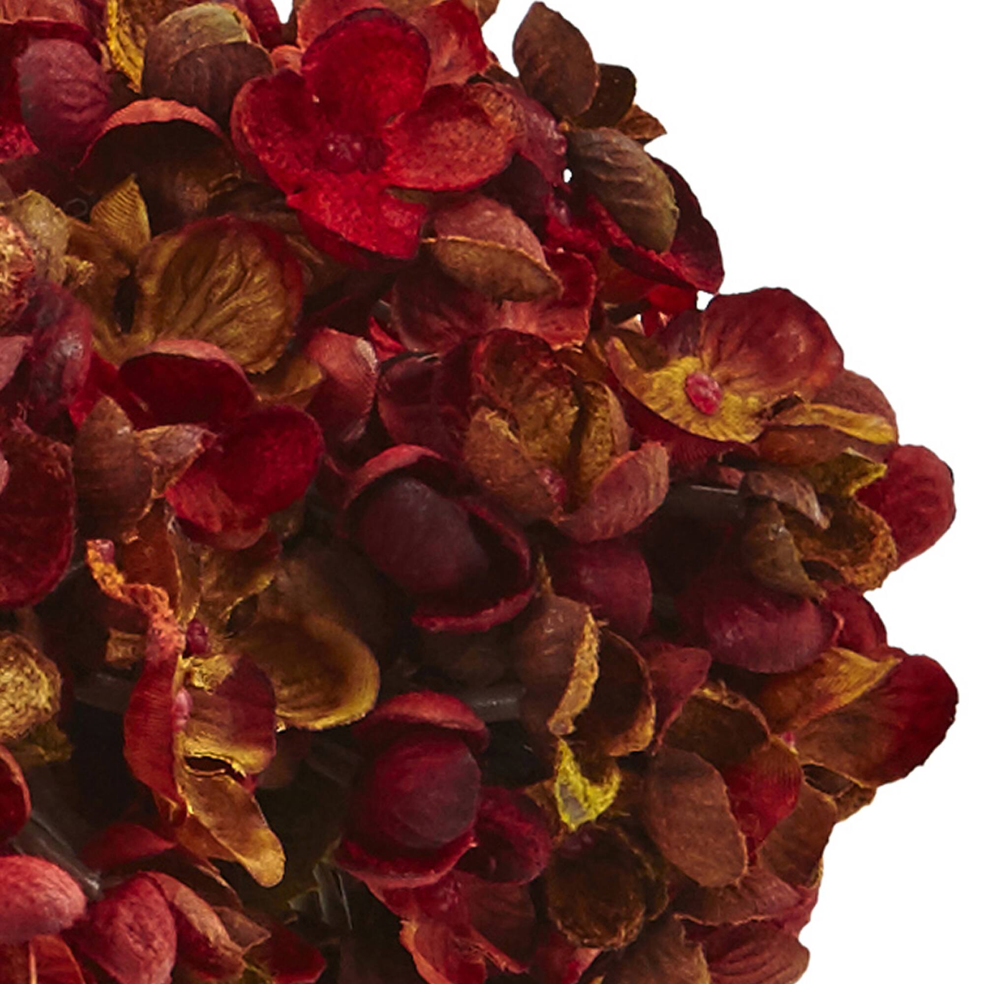 8.5" Red Hydrangea Arrangement in Glass Vase