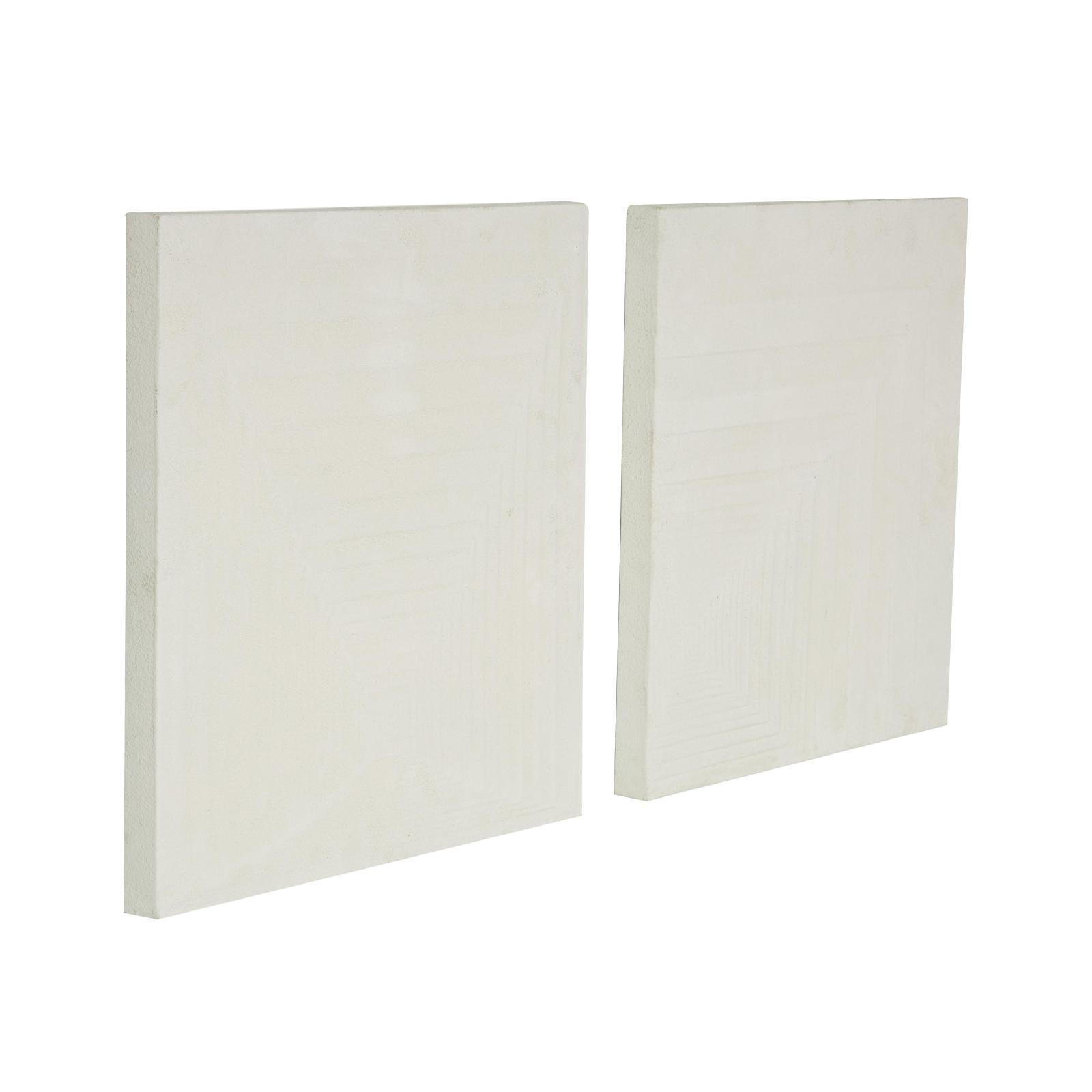 18.3" x 18.3" Cream Metal Geometric Layered Square Cube Wall Décor with Sandstone Texture Set