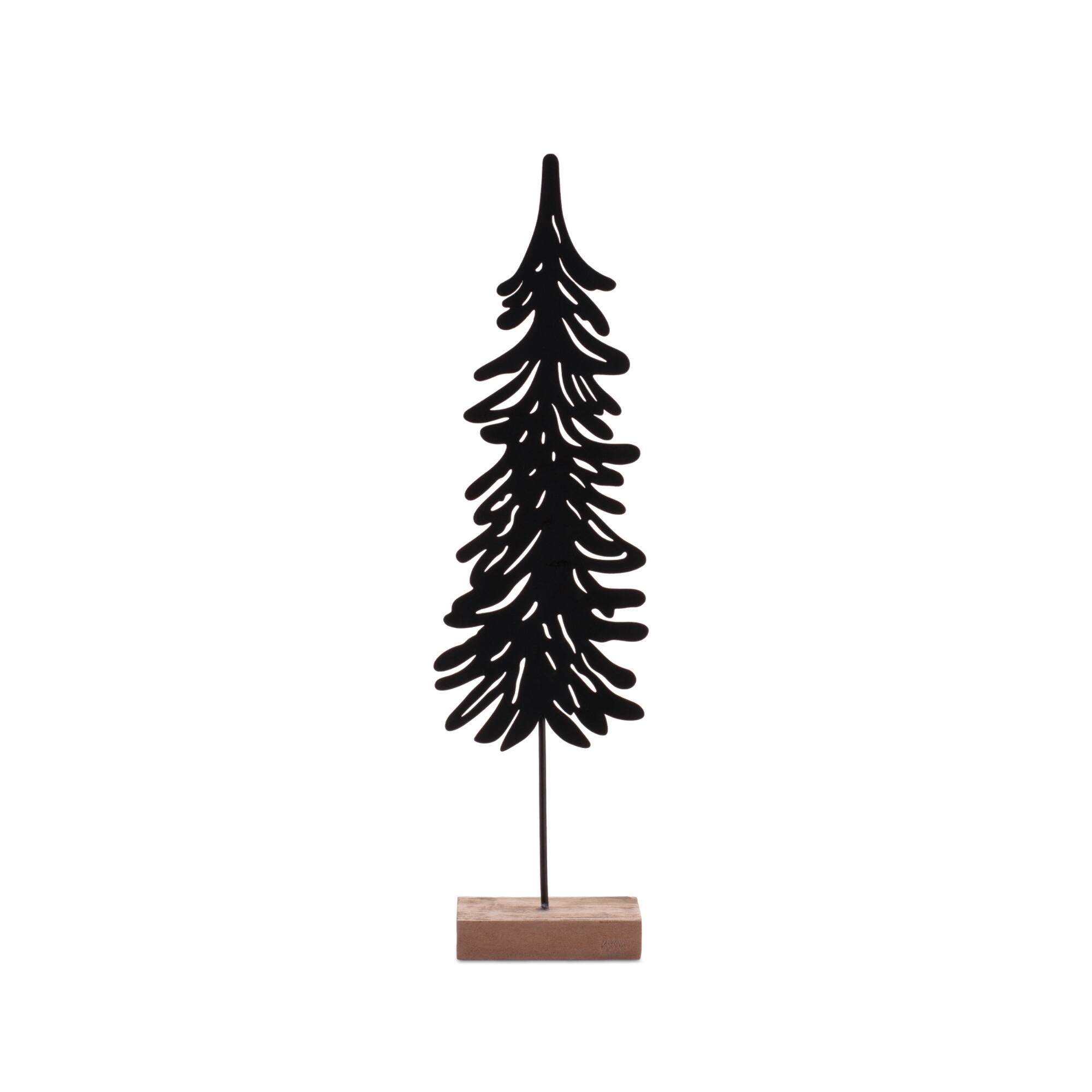 Melrose Cut-Out Metal Pine Tree with Wood Base Set