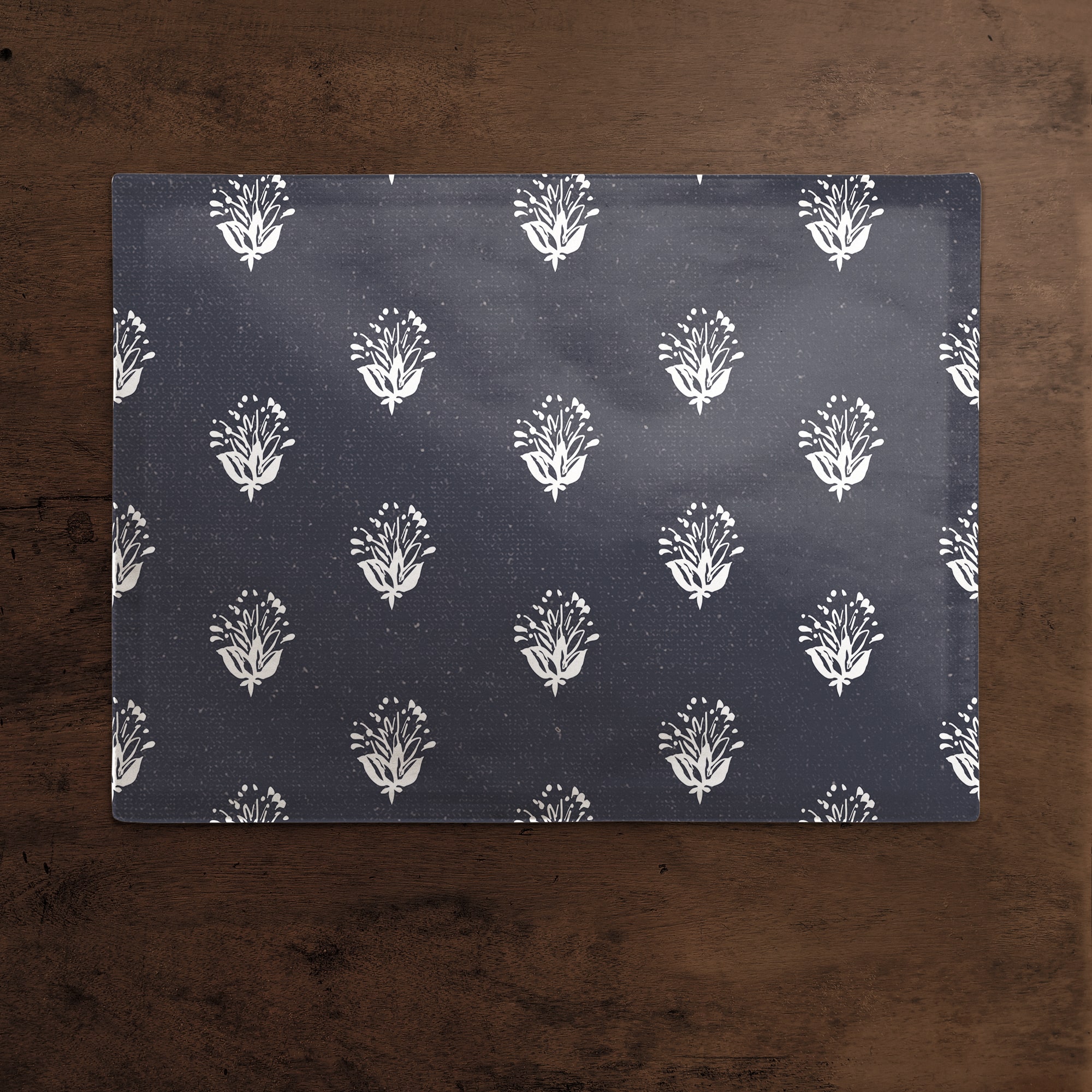 Navy Floral Pattern 18" x 14" Cotton Twill Placemat