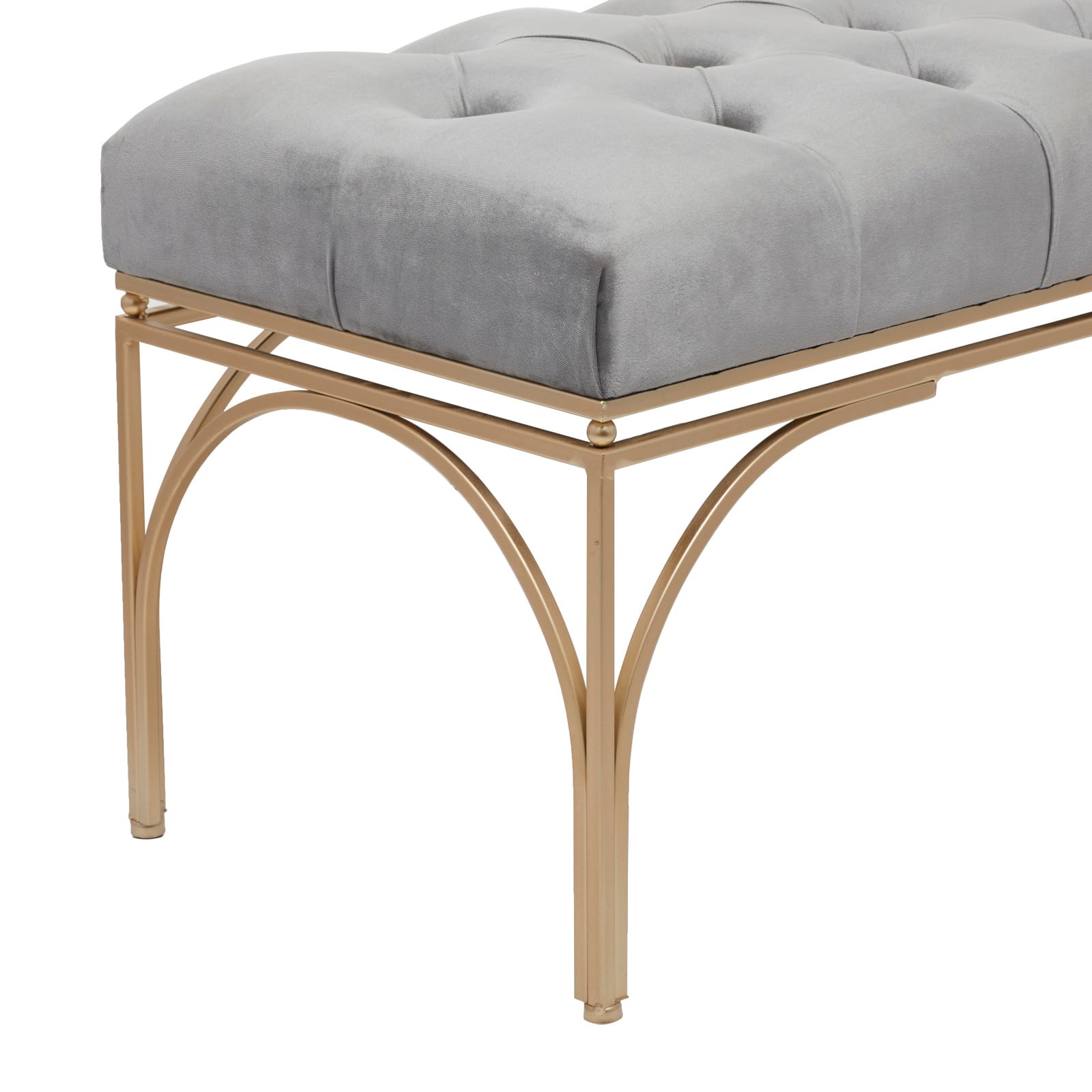 Grey Metal Glam Bench, 19" x 39" x 17"