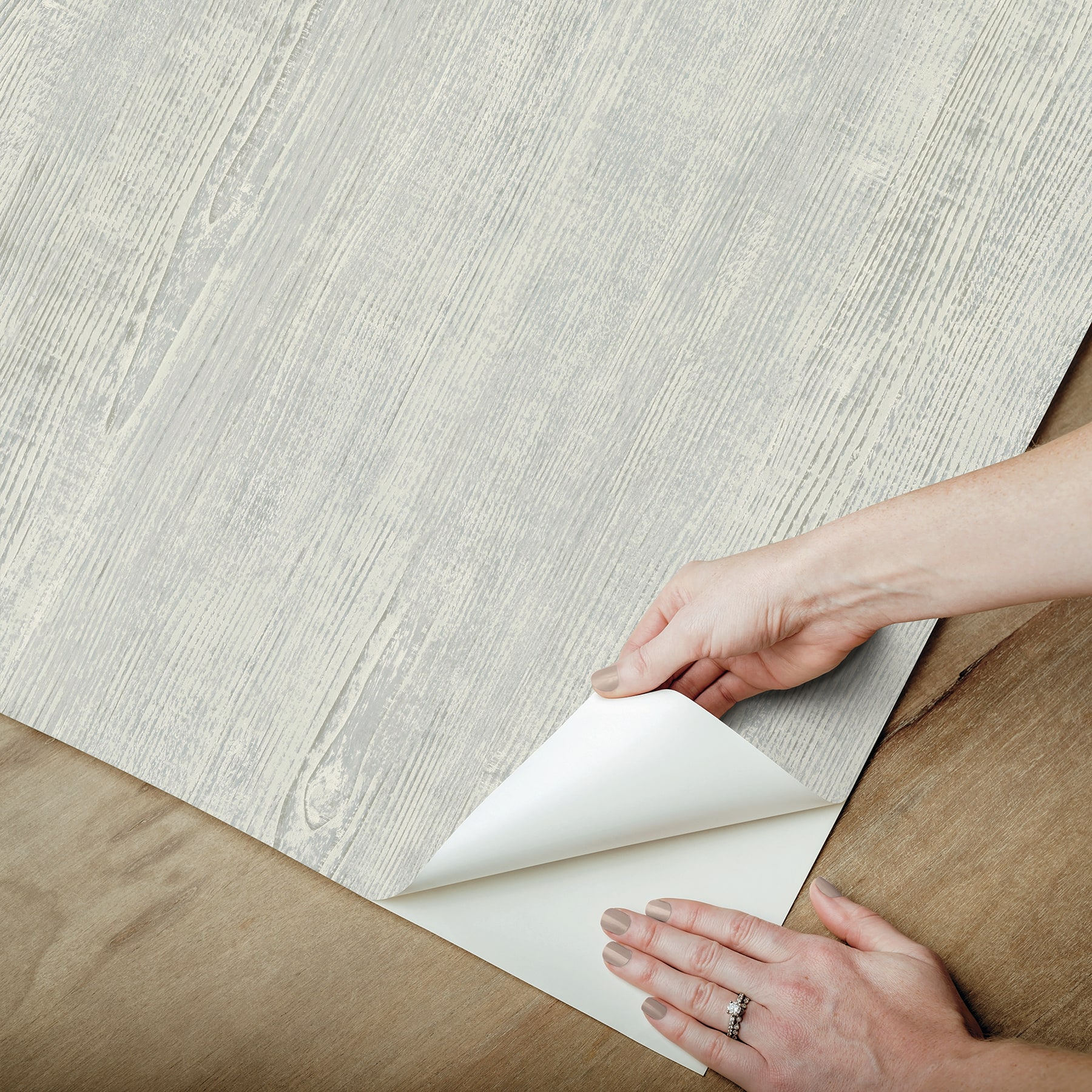 RoomMates Blue & Gray Dimensional Natural Wood Peel & Stick Wallpaper