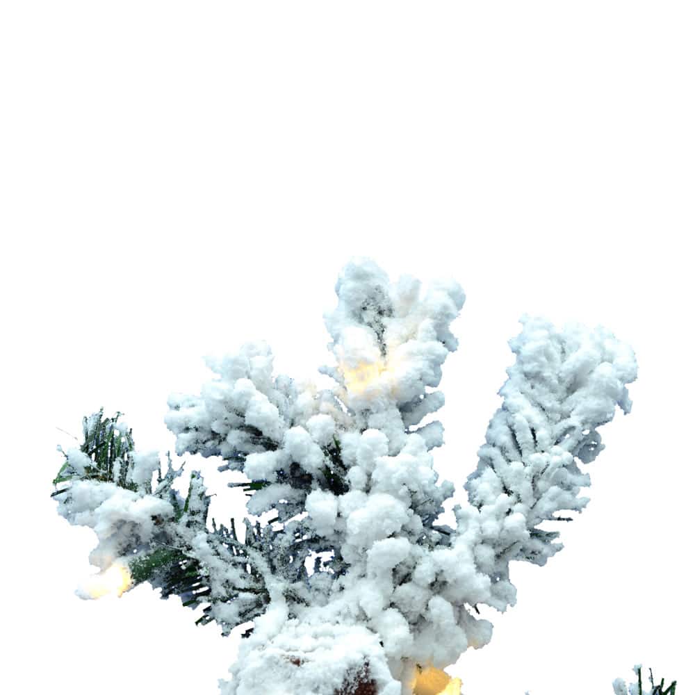 7ft. Pre-Lit Flocked Spruce Artificial Christmas Tree, Clear Dura-Lit® LED Lights