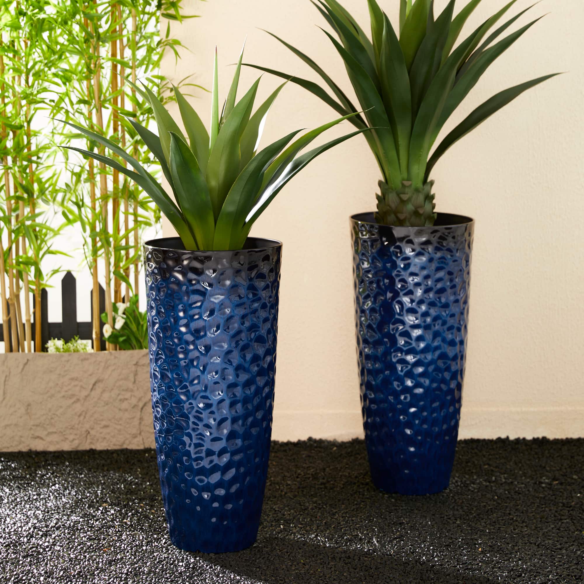 Glitzhome® 31" Eco-Friendly Honeycomb Textured Tall Plastic Planters, 2ct.