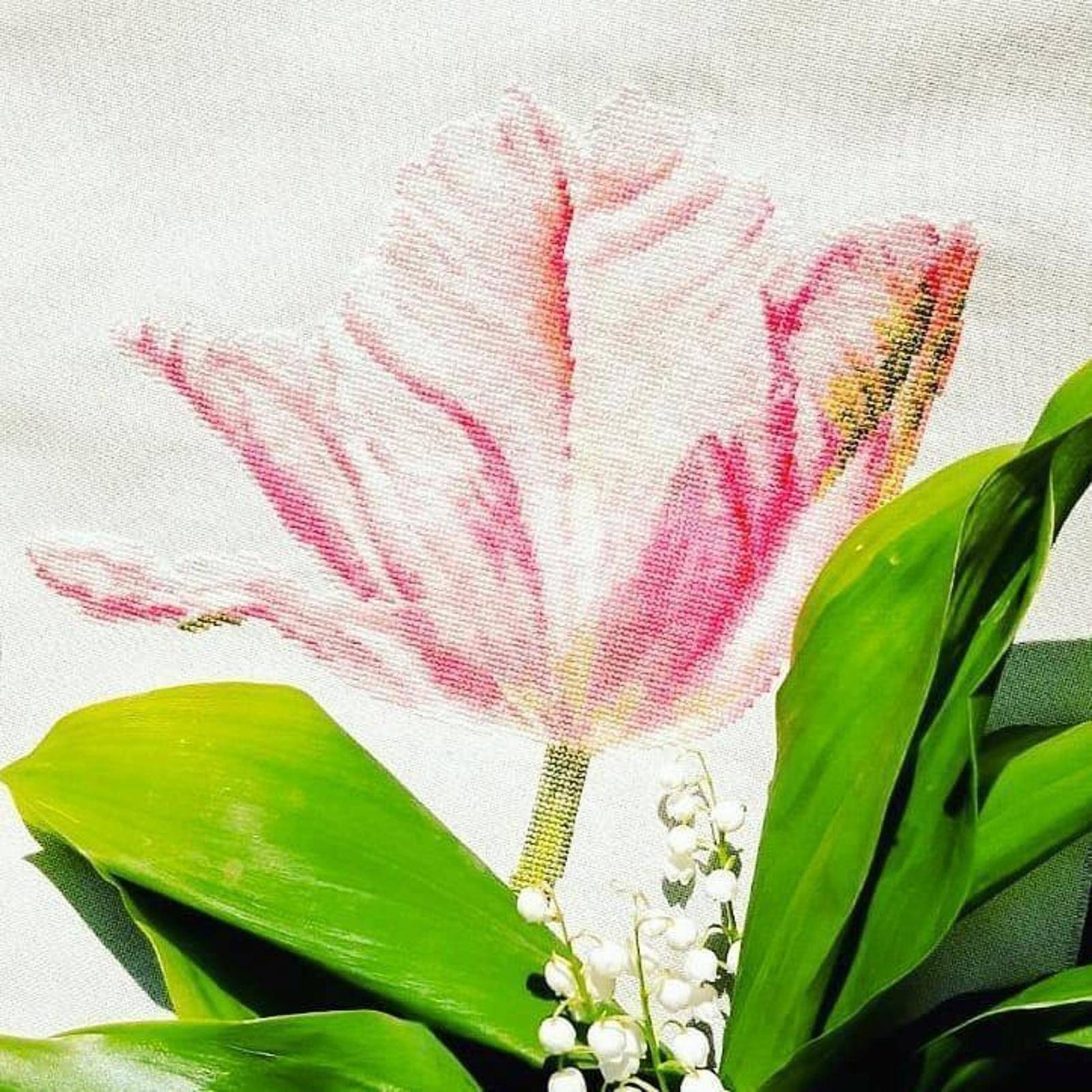 Alisa Tulips. Light Pink Cross Stitch Kit