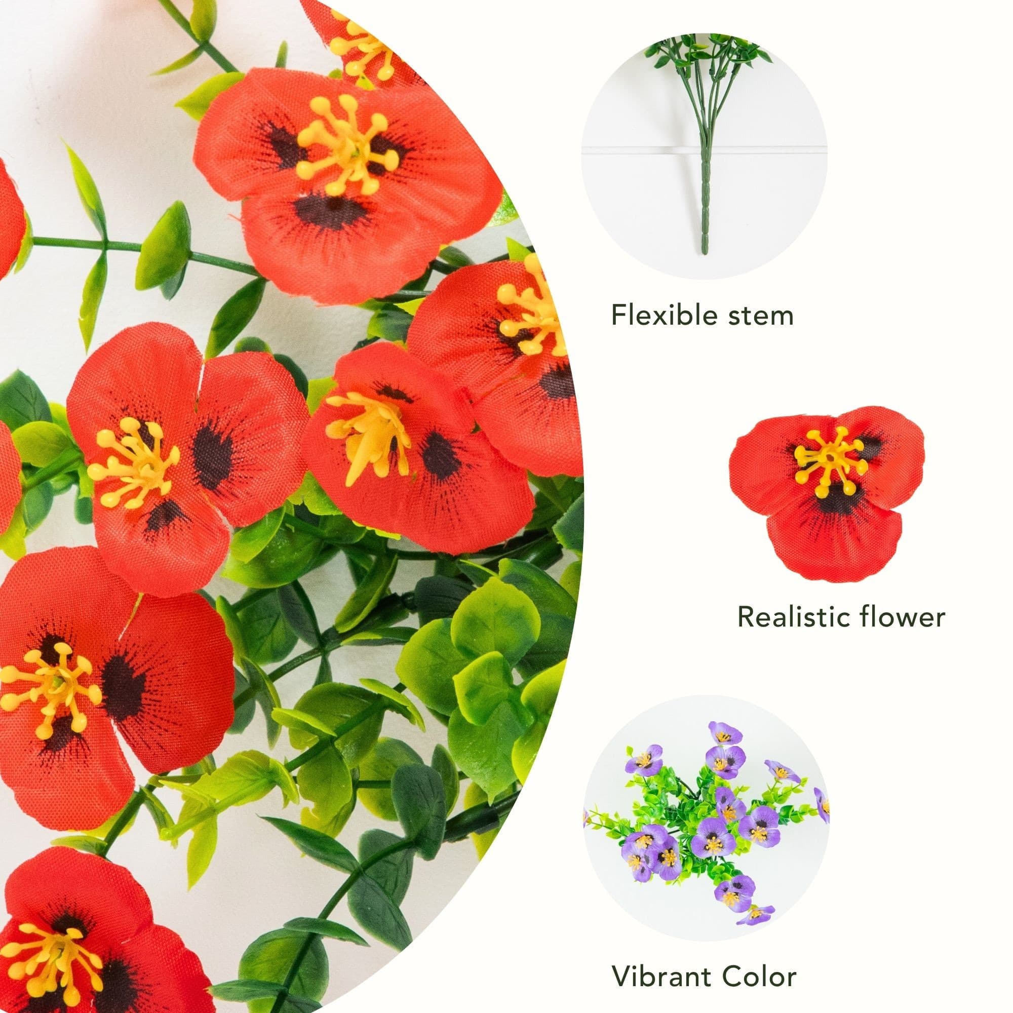 13" UV Resistant Artificial Pansy Bushes, 12ct.