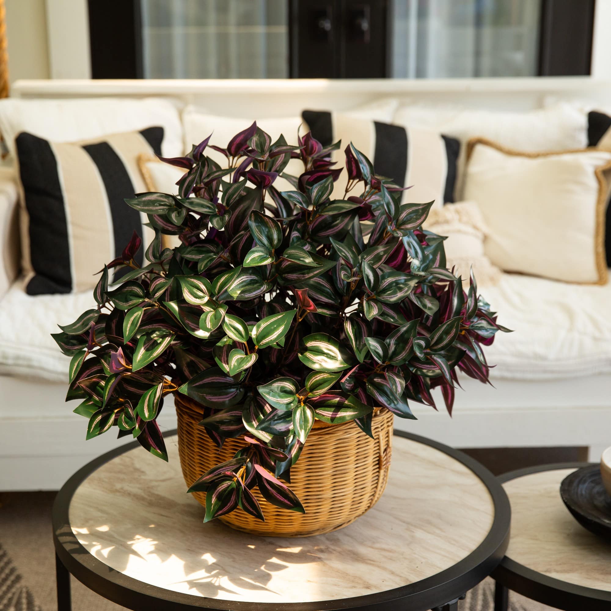 19" UV Resistant Artificial Wandering Jew Bush (Indoor/Outdoor)- Set of 3
