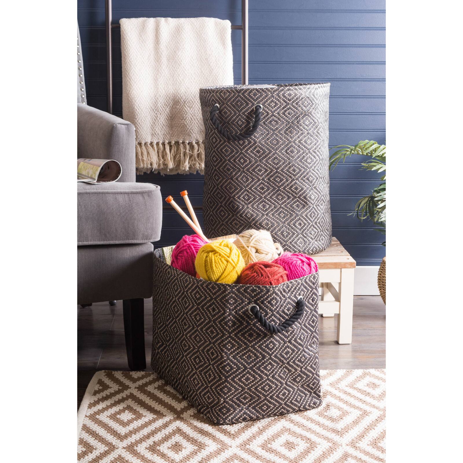 DII® Medium Diamond Weave Round Paper Storage Basket