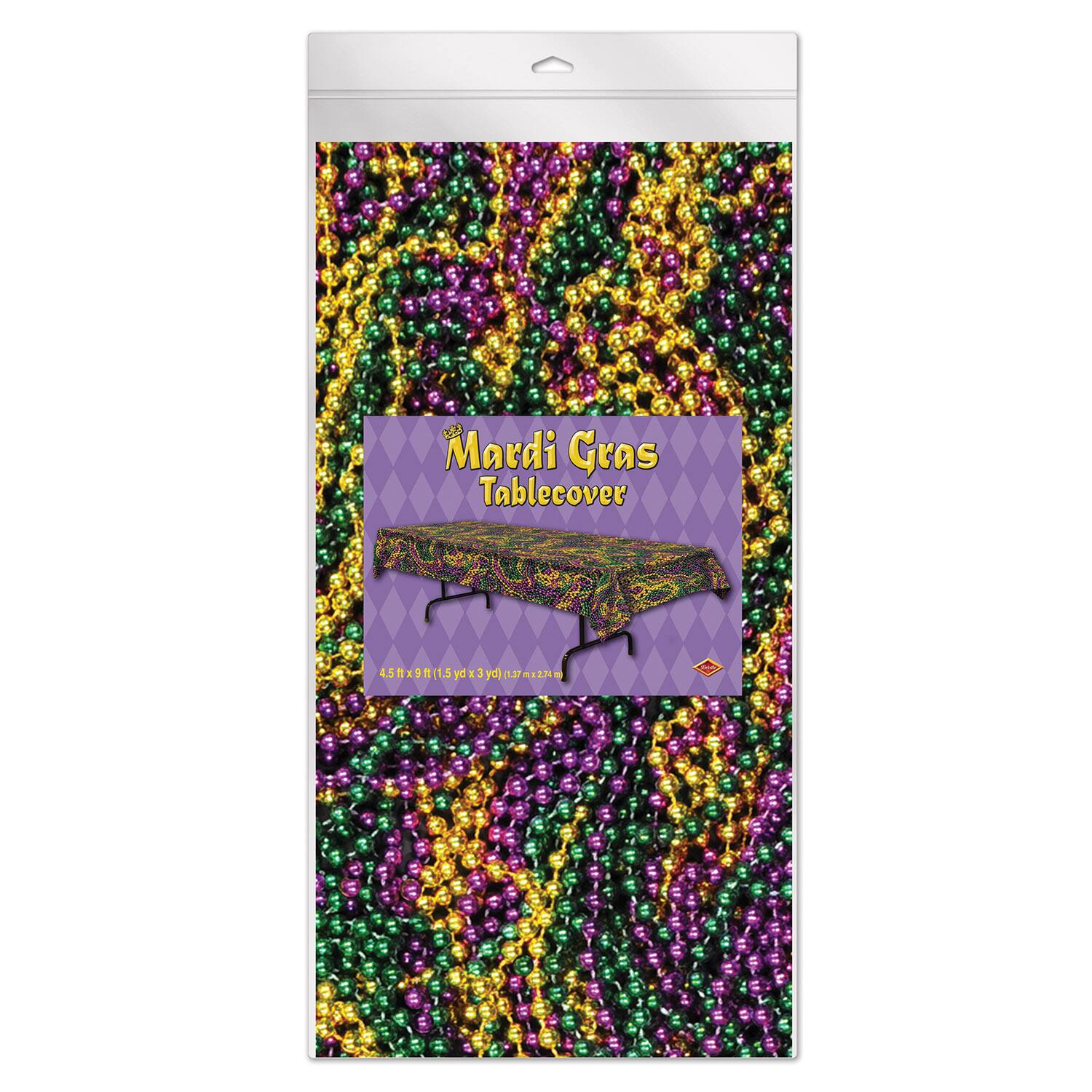 Beistle 54" x 108" Mardi Gras Beads Plastic Table Cover