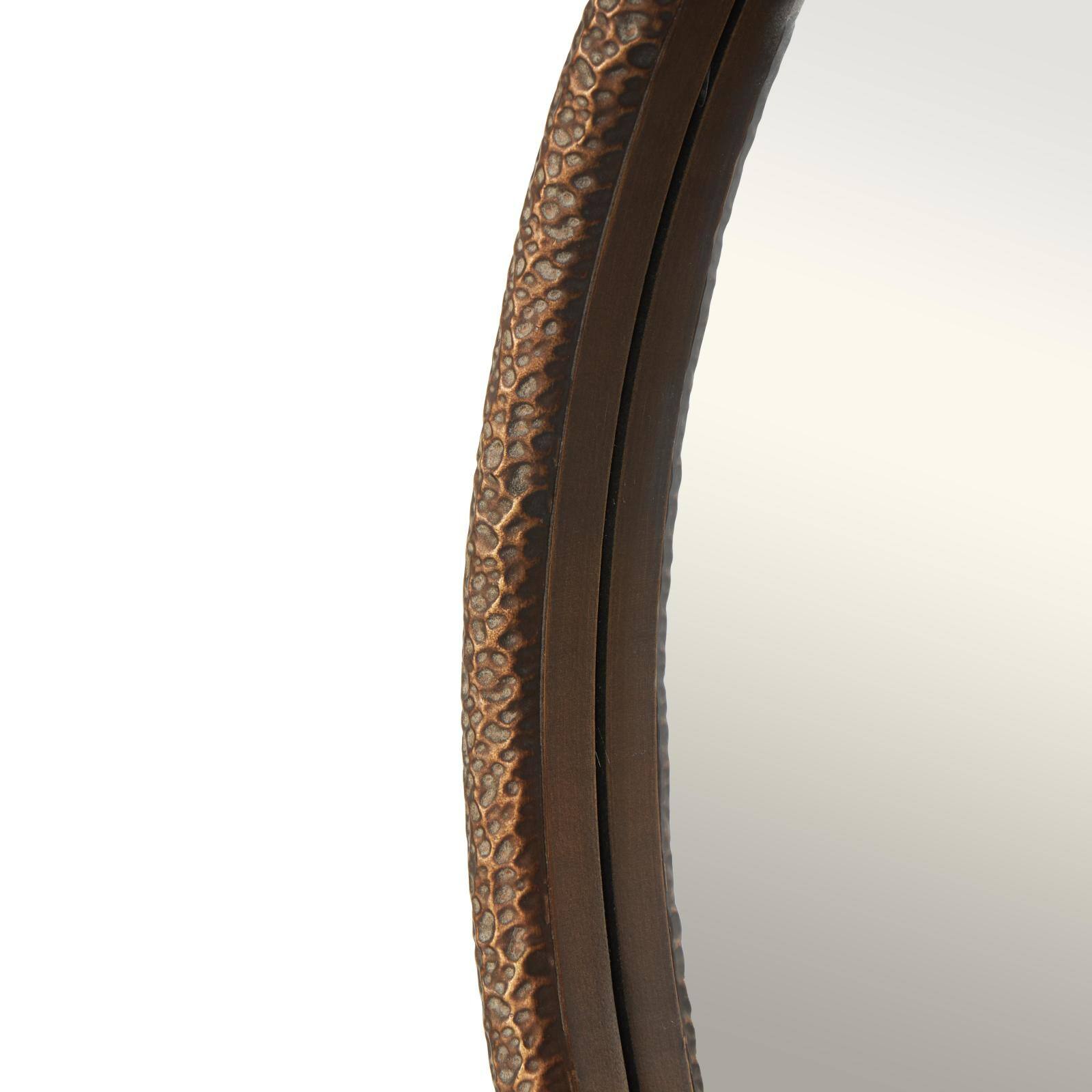 34" Copper Resin Weathered Spotted Wall Mirror with Hammered Texture