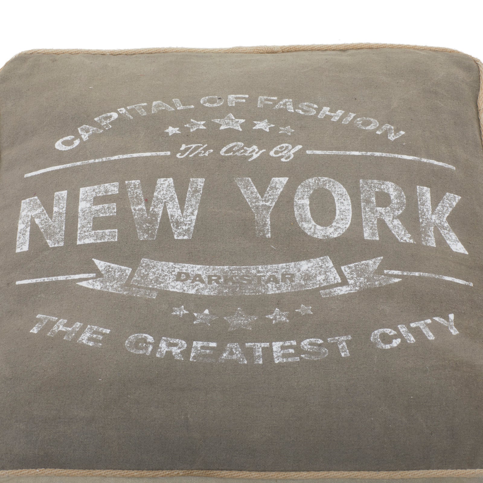 Grey Canvas Rustic Stool, 19" x 21" x 21"