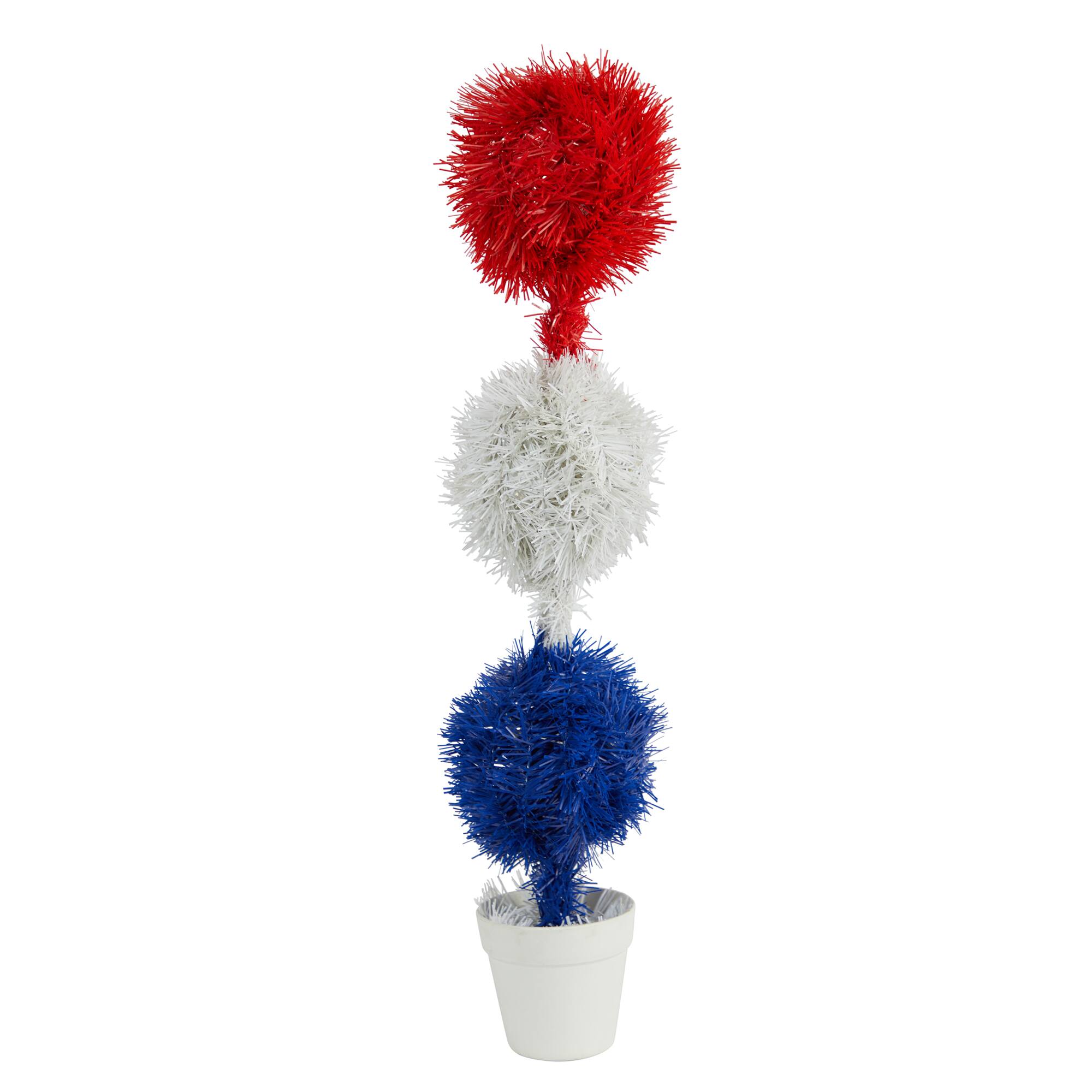 2ft. Red, White & Blue Americana Topiary Plant with 35 Warm LED Lights