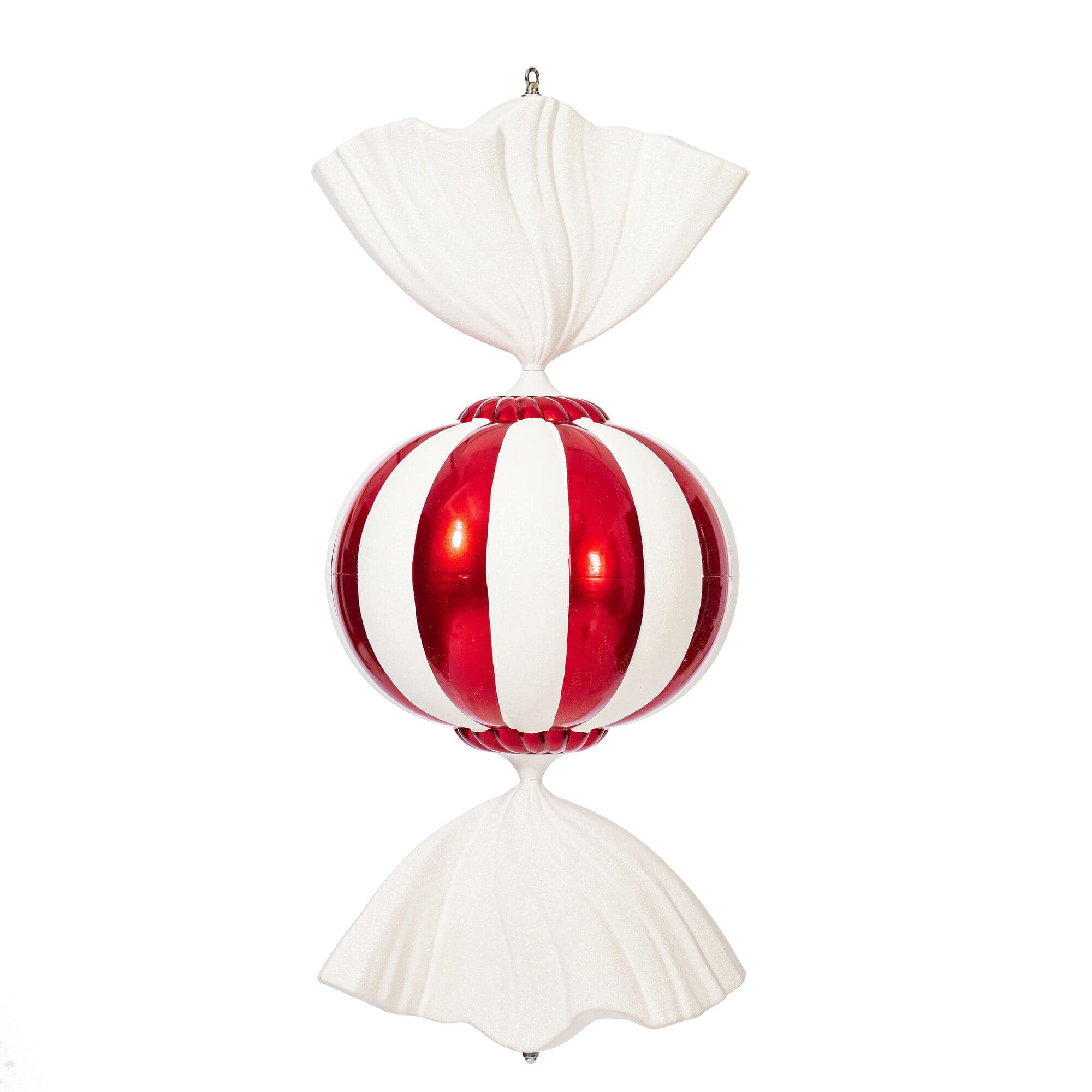 Vickerman 36" Red & White Candy Ornament with Glitter Accents