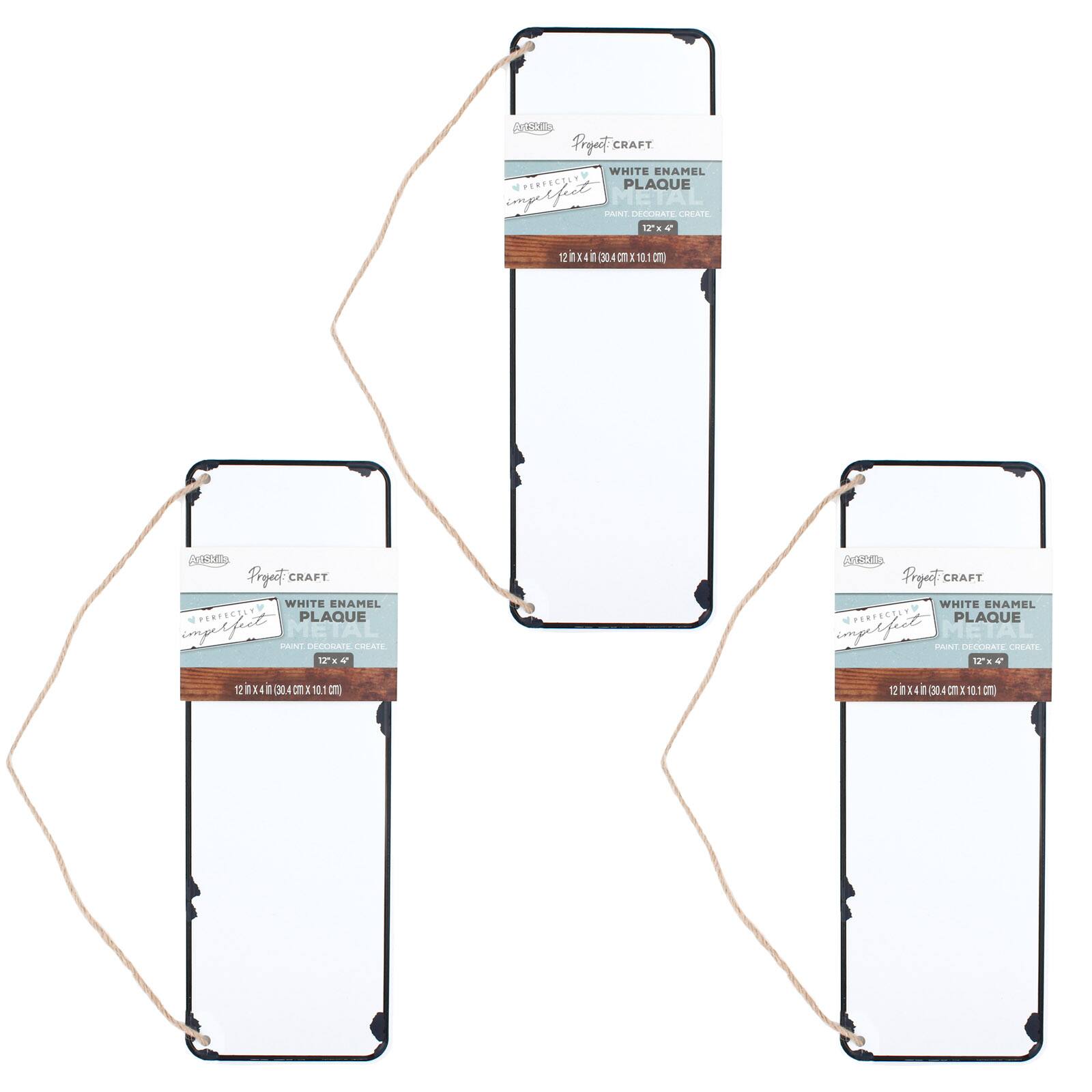 ArtSkills® 3 Pack White 12" x 4" Enamel Plaque