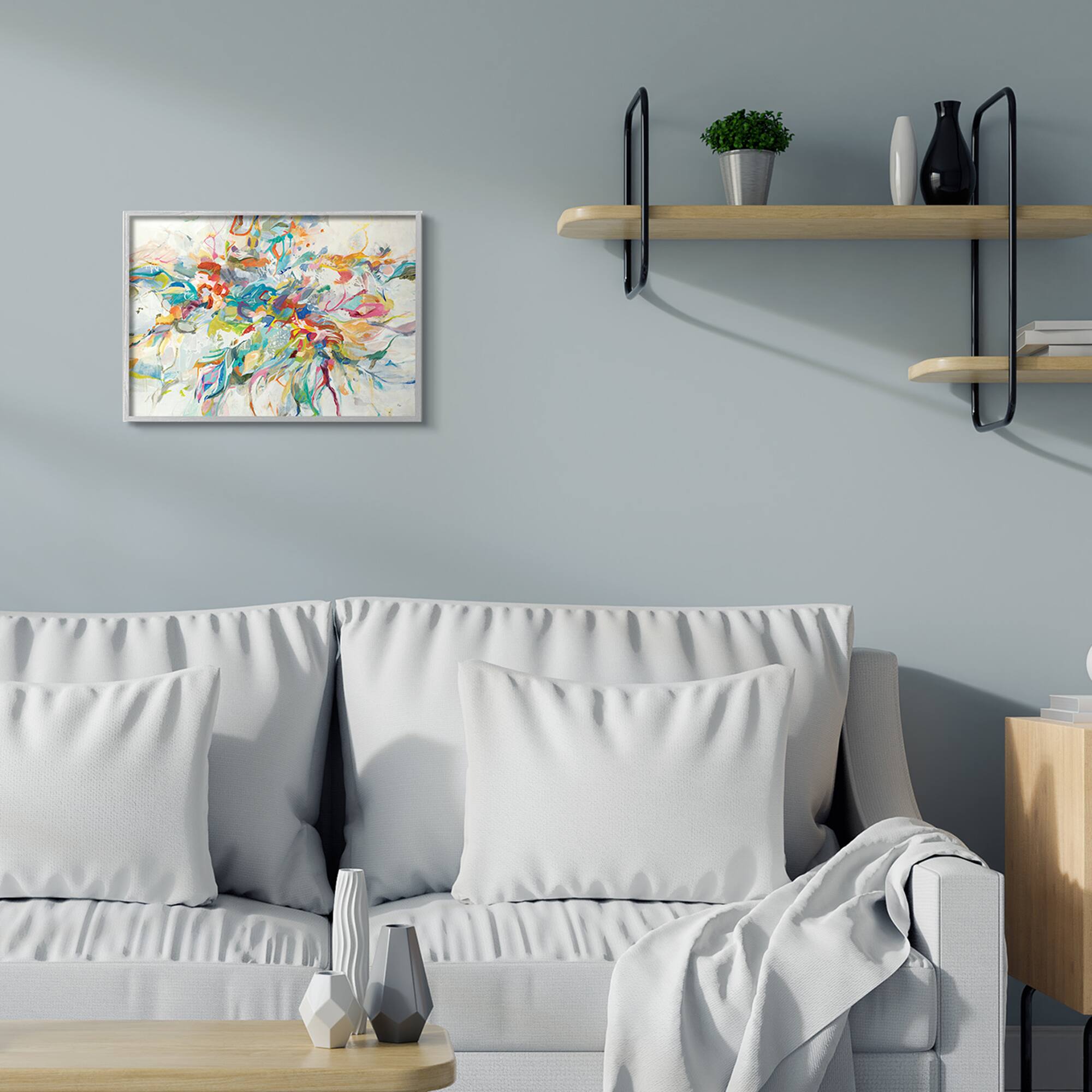 Stupell Industries Exciting Tropical Shapes Abstraction Wall Art in Gray Frame