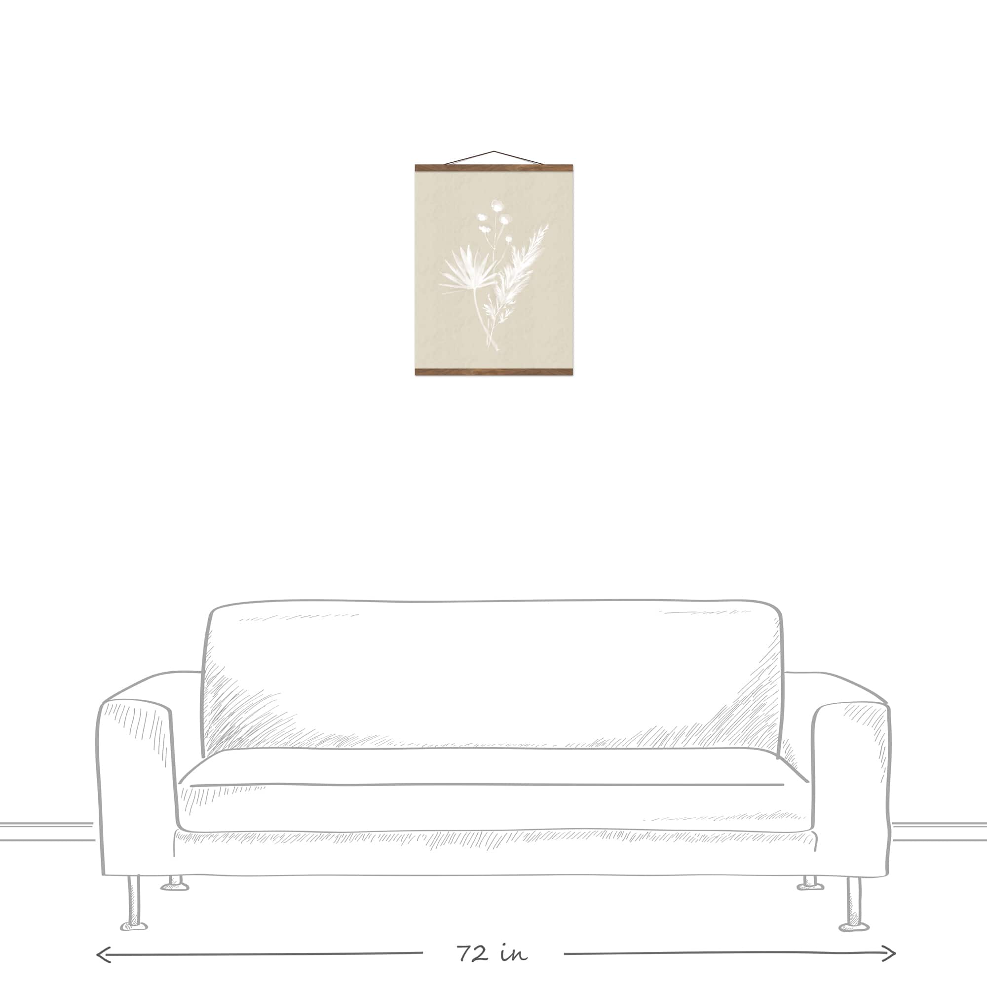 Boho Leaves Silhouette I Teak Hanging Canvas