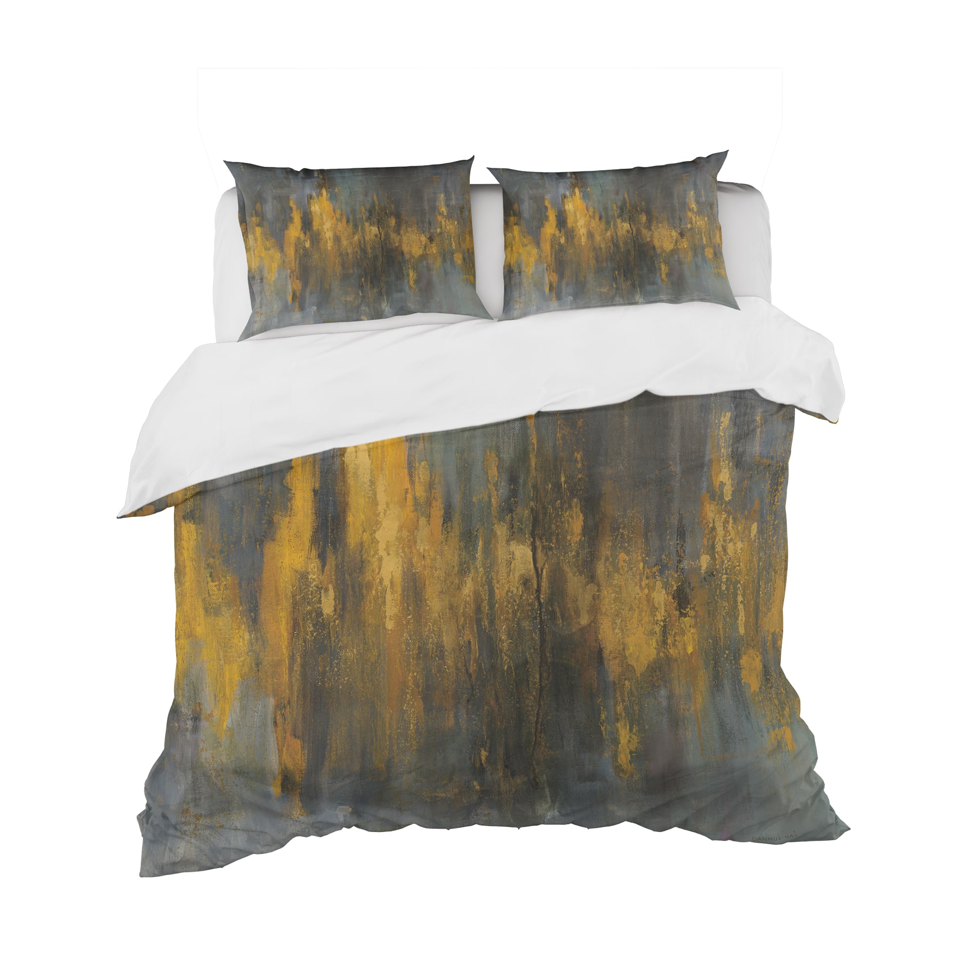 Designart 'Black and Gold Glam Abstract' Glam Bedding Set - Duvet Cover & Shams