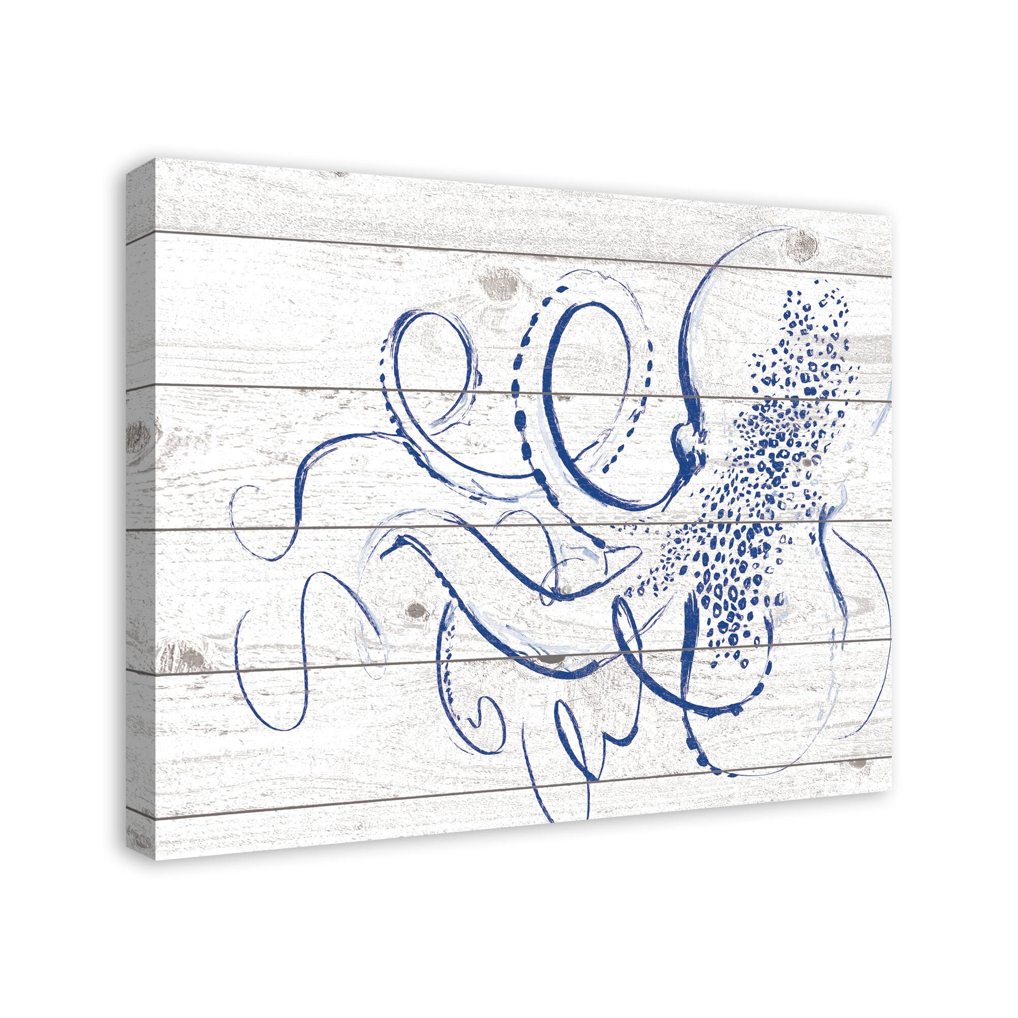 Navy Octopus Canvas Wall Art