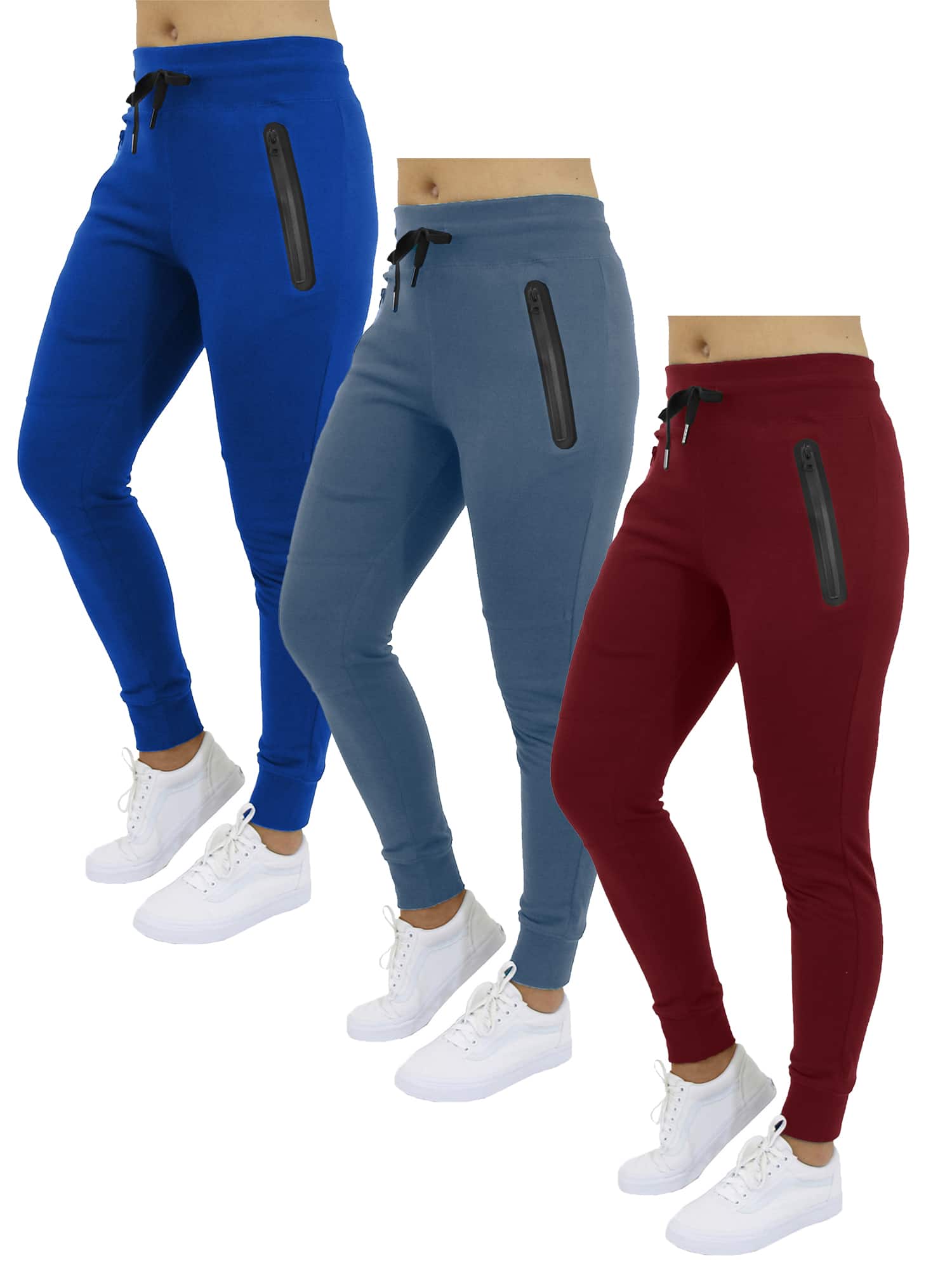 Galaxy By Harvic Womens 3 Pack Heavyweight Oversized Loose Fit Fleece Jogger Sweatpants
