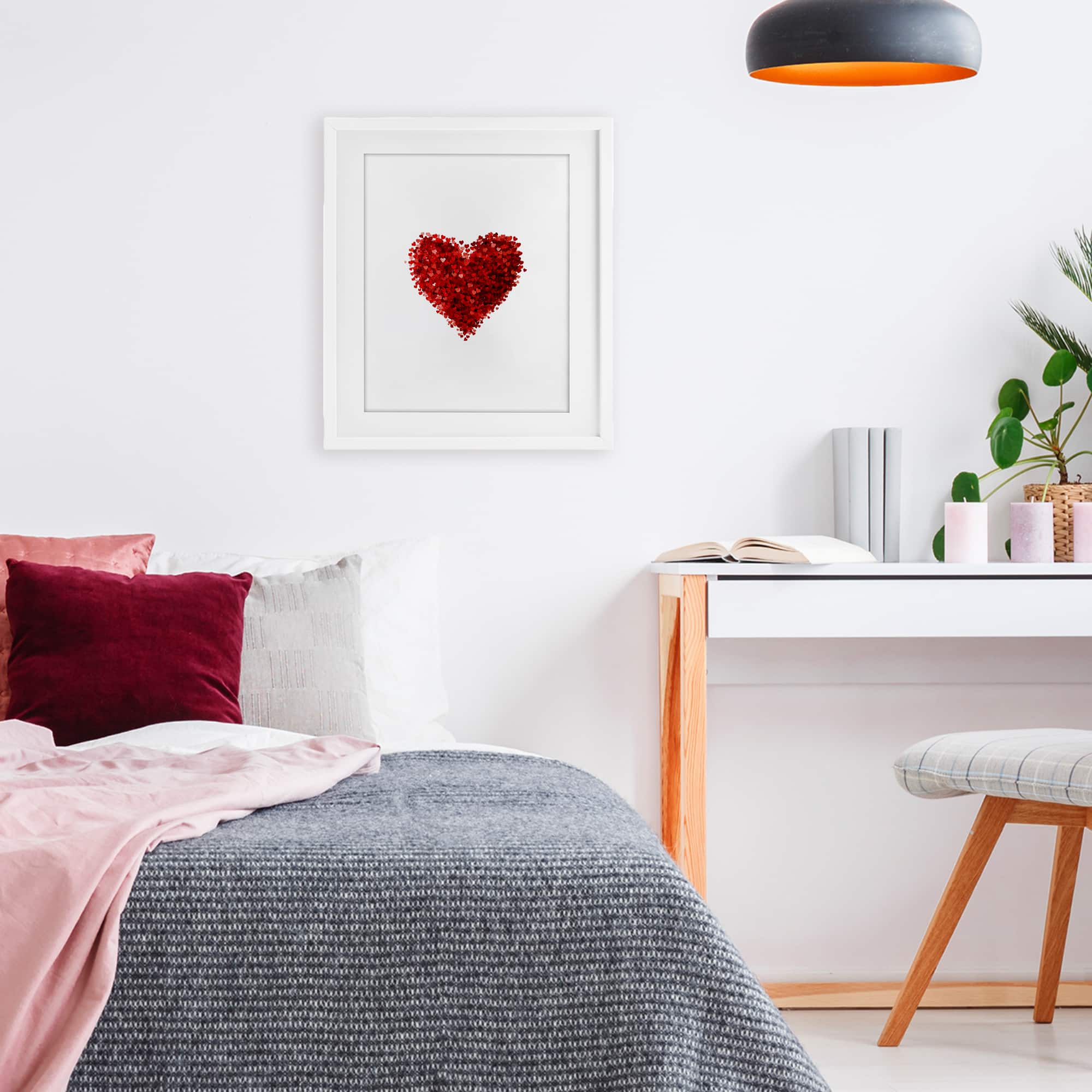 Stupell Industries Cluster of Hearts Shape Framed Print Under Glass Wall Art