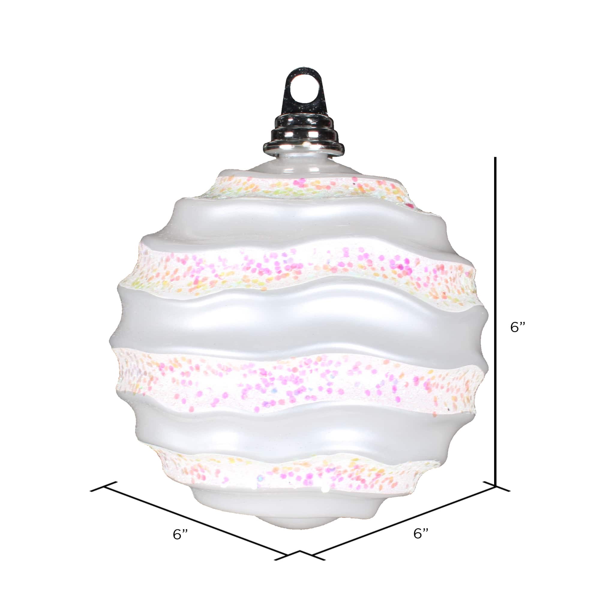Vickerman 6" Striped Candy Wave Ball Christmas Ornament