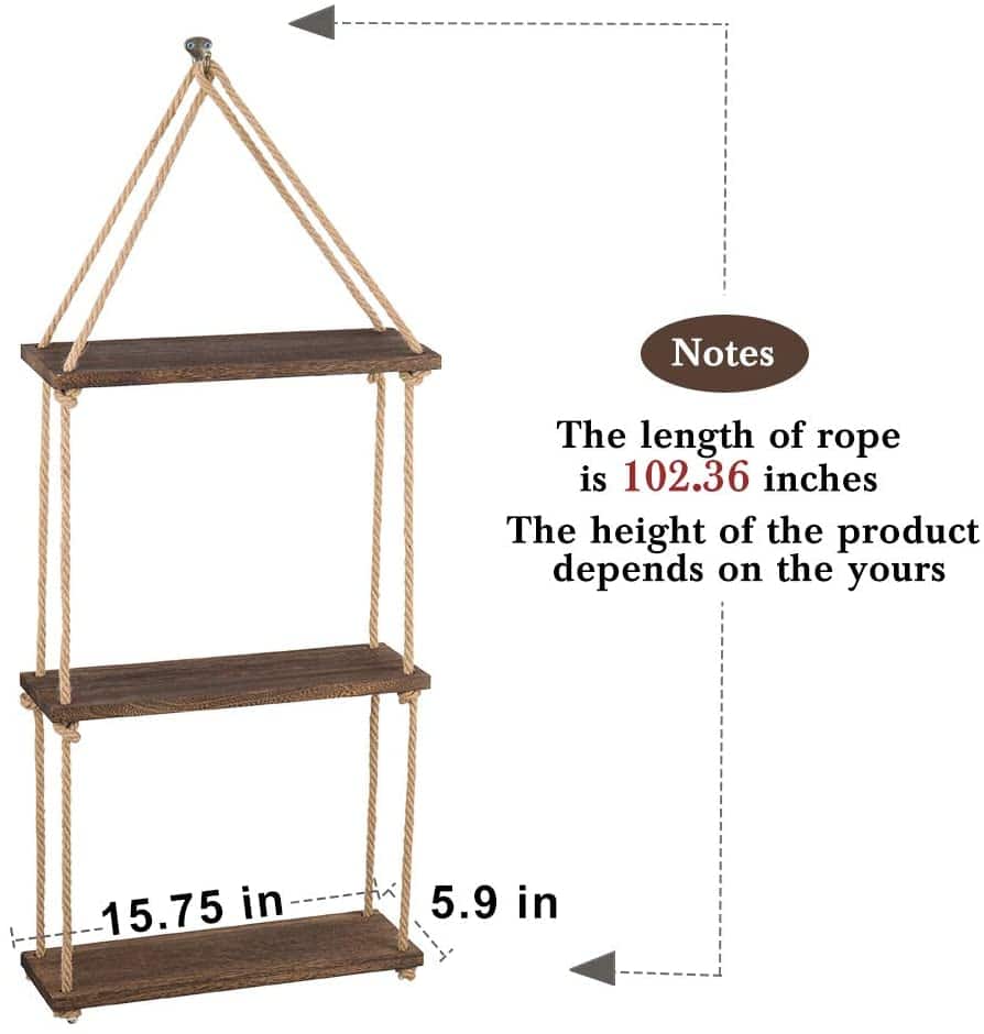 NEX™ Liantral 3-Tier Wood & Rope Hanging Shelves