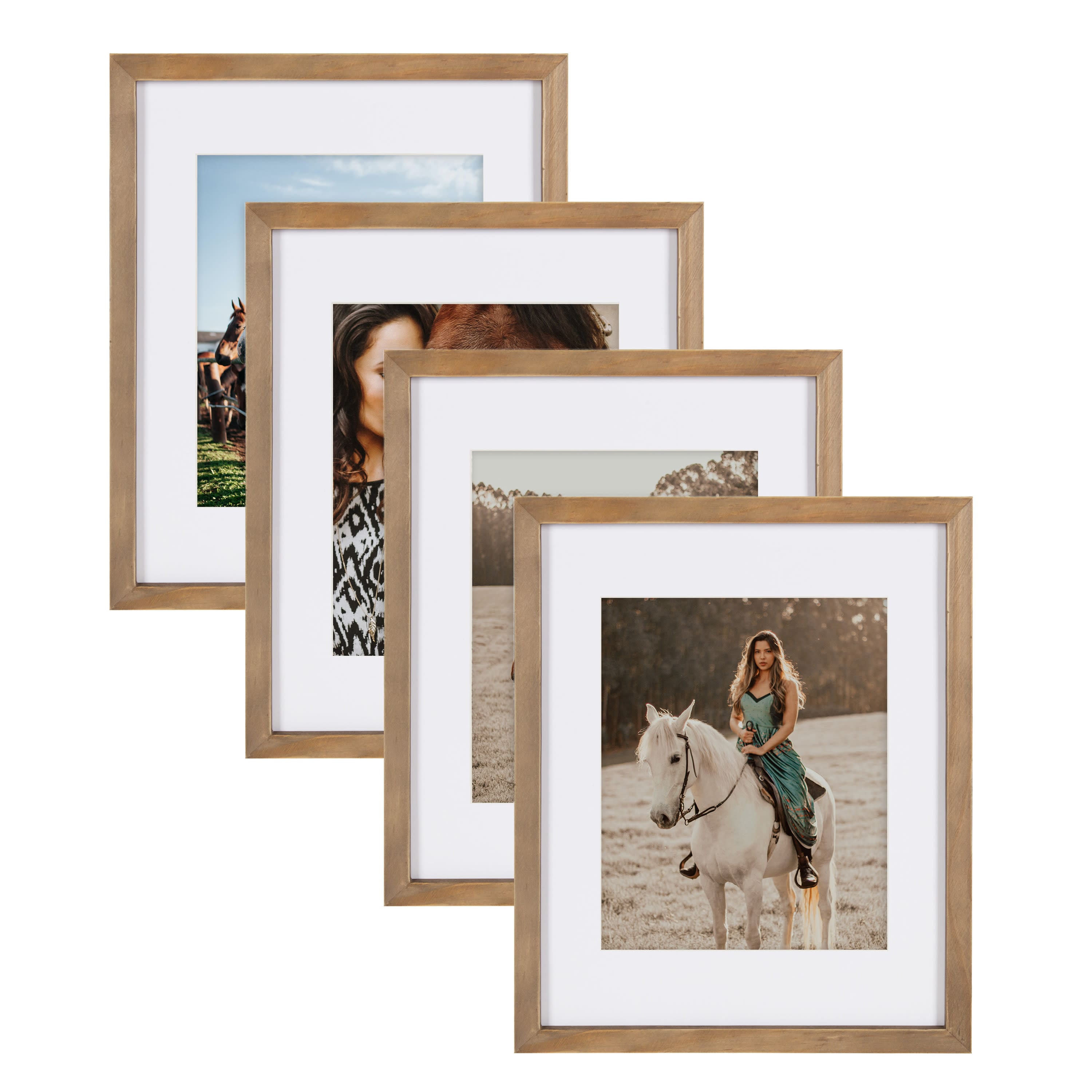 Kate and Laurel 11" x 14" Gallery Picture Wood Frame 8" x 10" with Mat, 4ct.