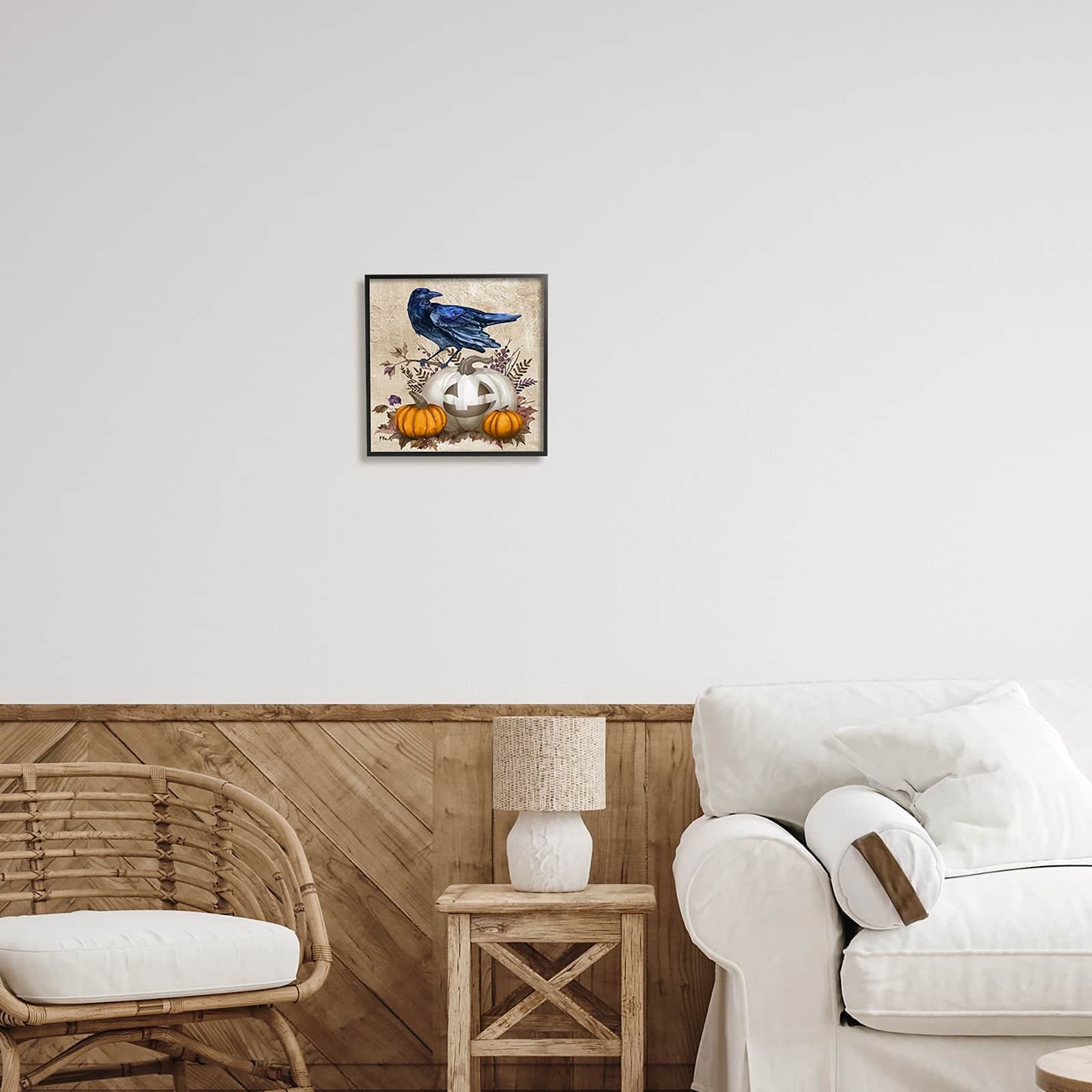 Stupell Industries Raven & Jack-o'-Lantern Framed Giclée Art