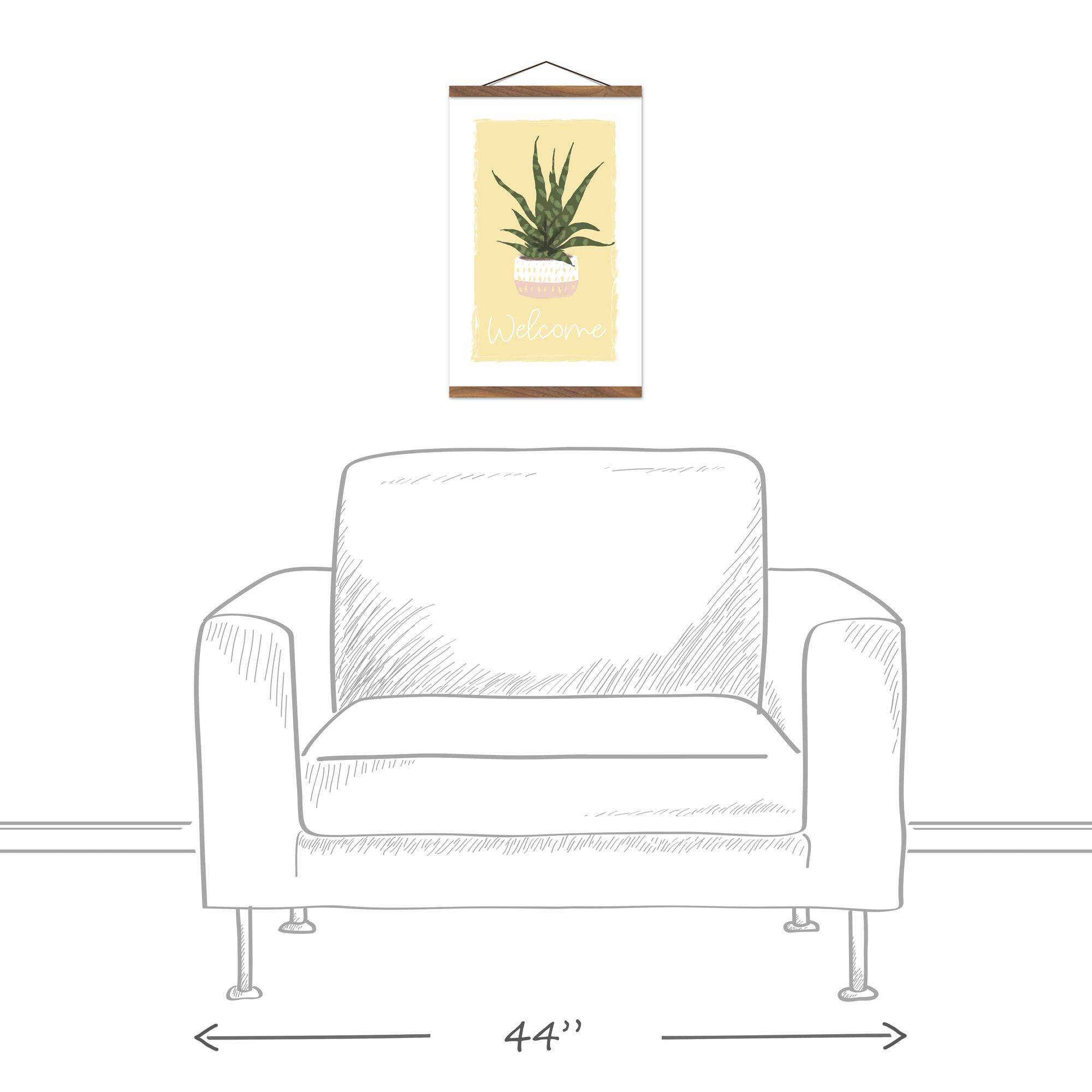 Designs Direct Welcome House Plant Teak Hanging Canvas