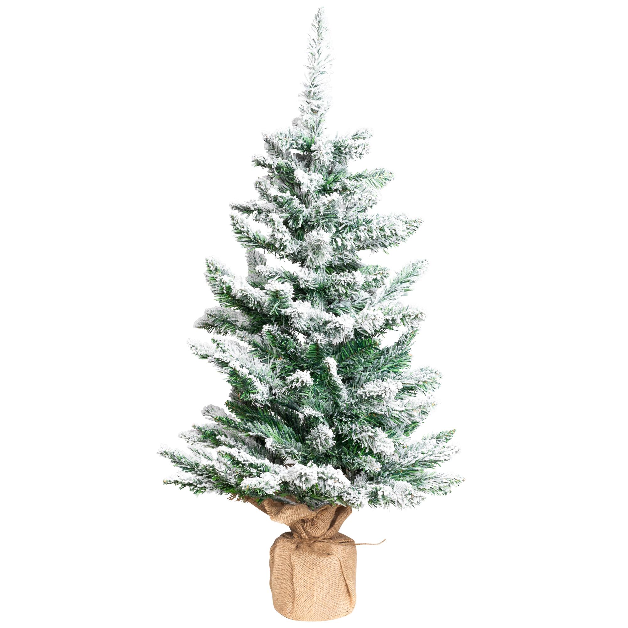3ft. Unlit Frosted Pine Artificial Christmas Tree in Burlap Base