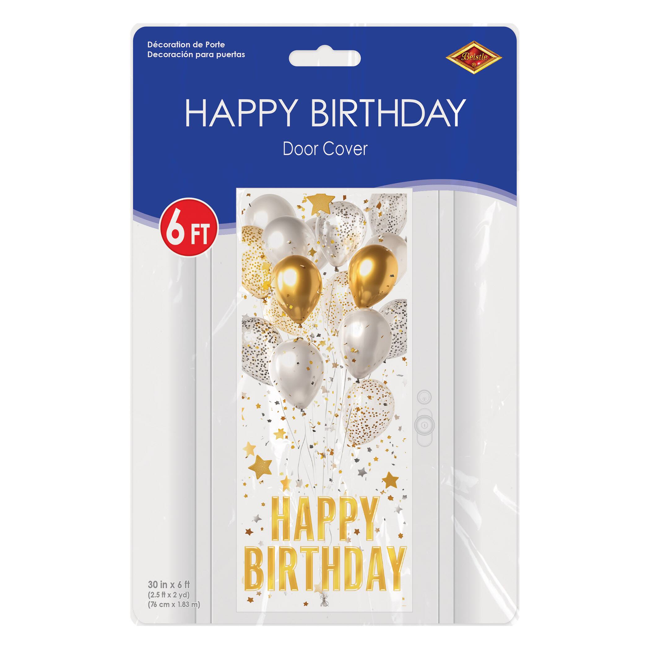 Beistle 6ft. x 30" Gold & Silver Happy Birthday Door Covers, 2ct.
