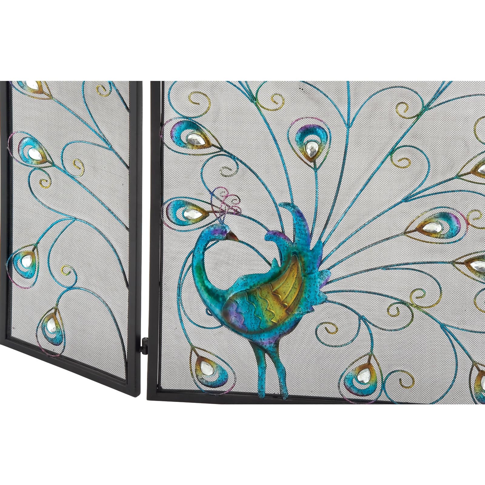 Black Metal Eclectic Fireplace Screen, 32" x 48" x 1"